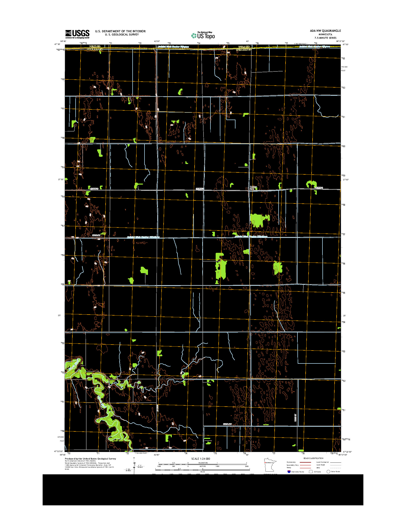 USGS US TOPO 7.5-MINUTE MAP FOR ADA NW, MN 2013