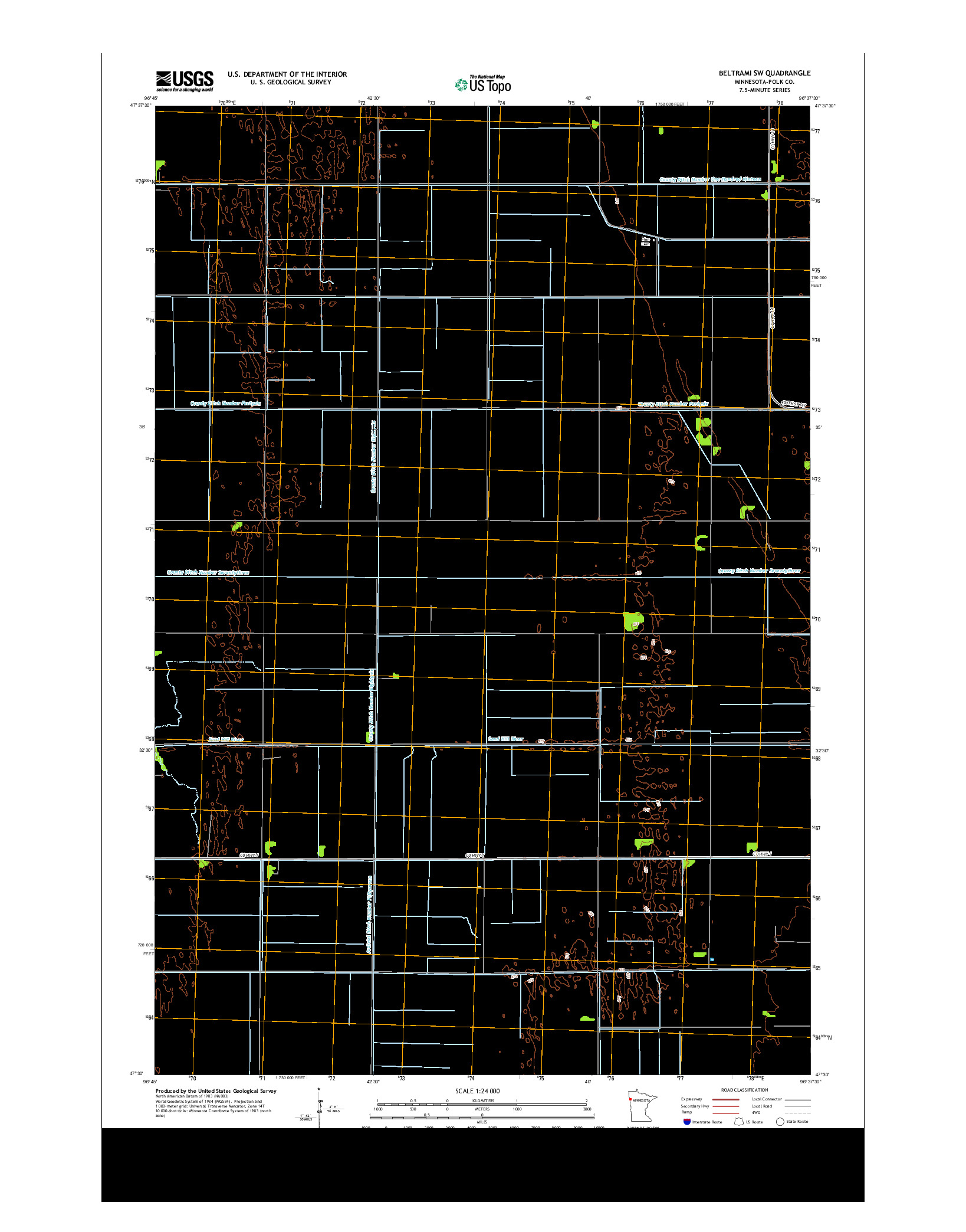 USGS US TOPO 7.5-MINUTE MAP FOR BELTRAMI SW, MN 2013