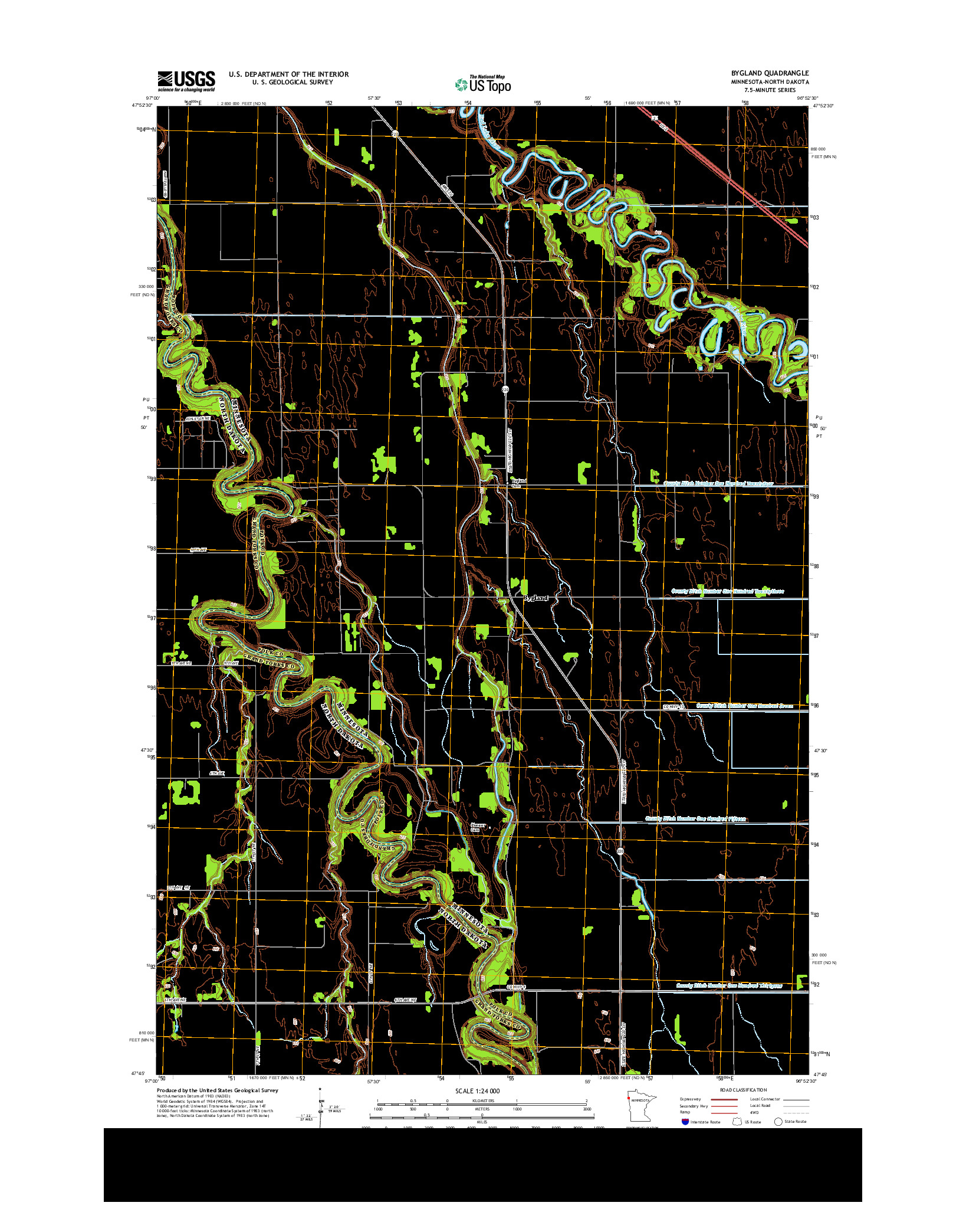 USGS US TOPO 7.5-MINUTE MAP FOR BYGLAND, MN-ND 2013