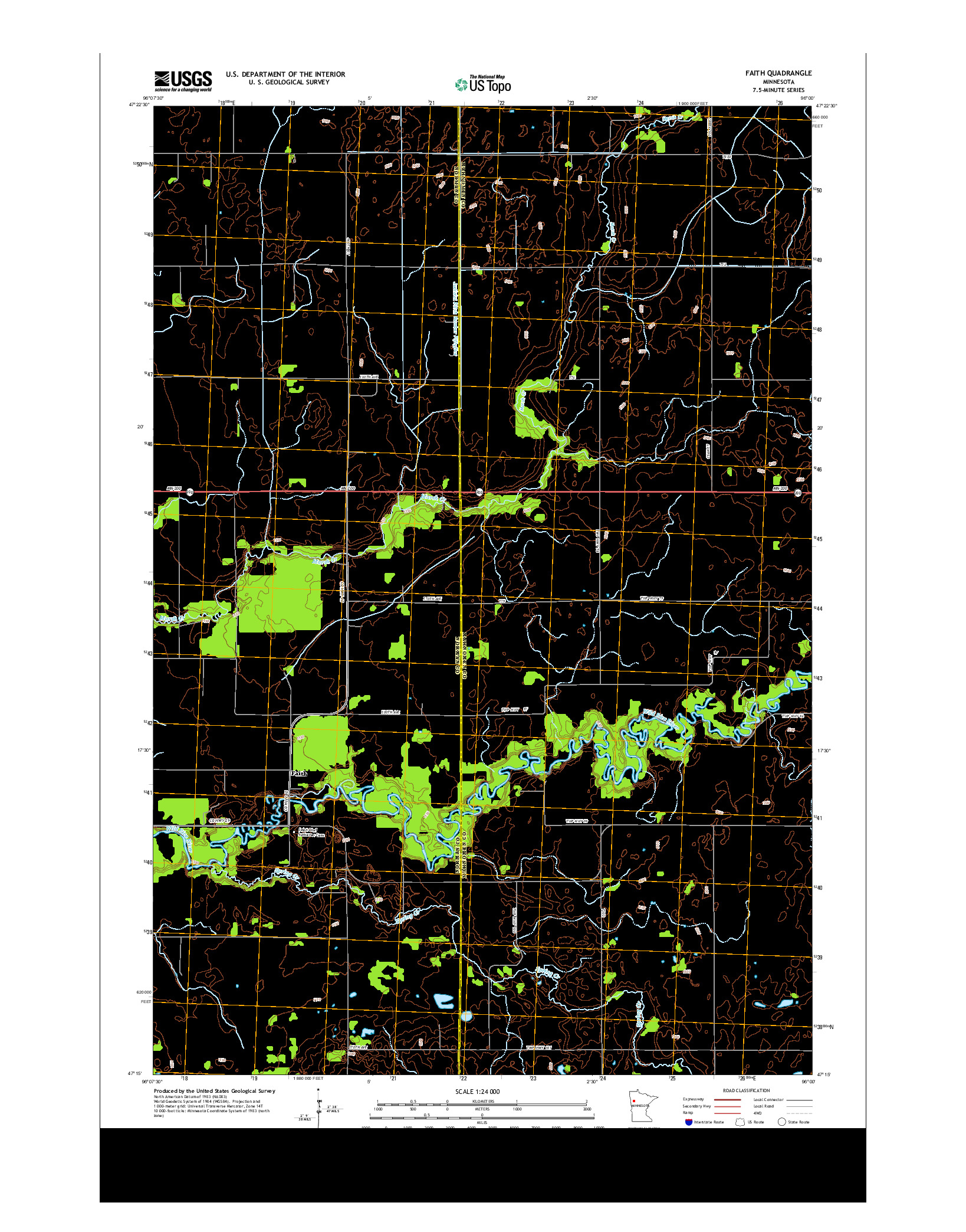 USGS US TOPO 7.5-MINUTE MAP FOR FAITH, MN 2013