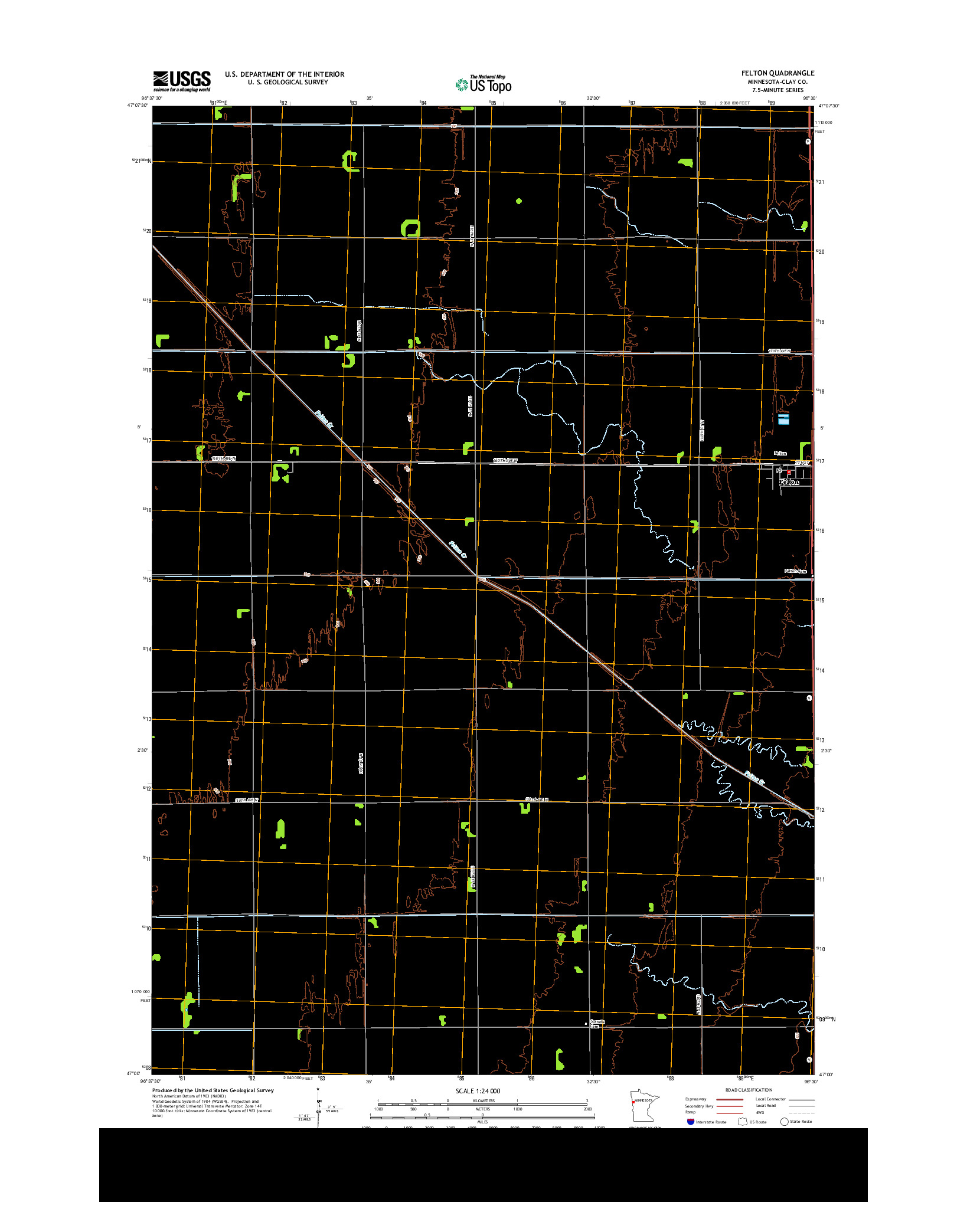 USGS US TOPO 7.5-MINUTE MAP FOR FELTON, MN 2013