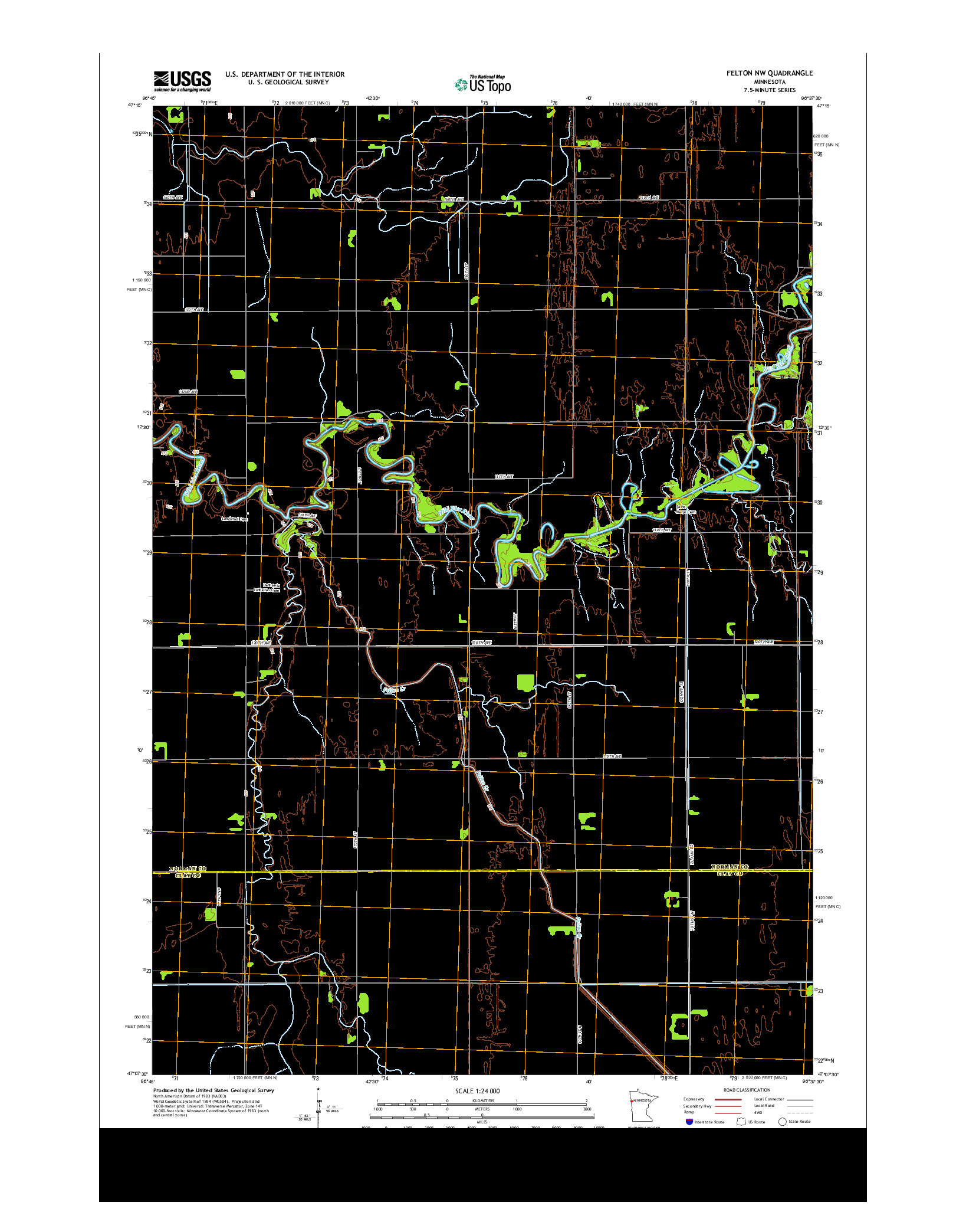 USGS US TOPO 7.5-MINUTE MAP FOR FELTON NW, MN 2013