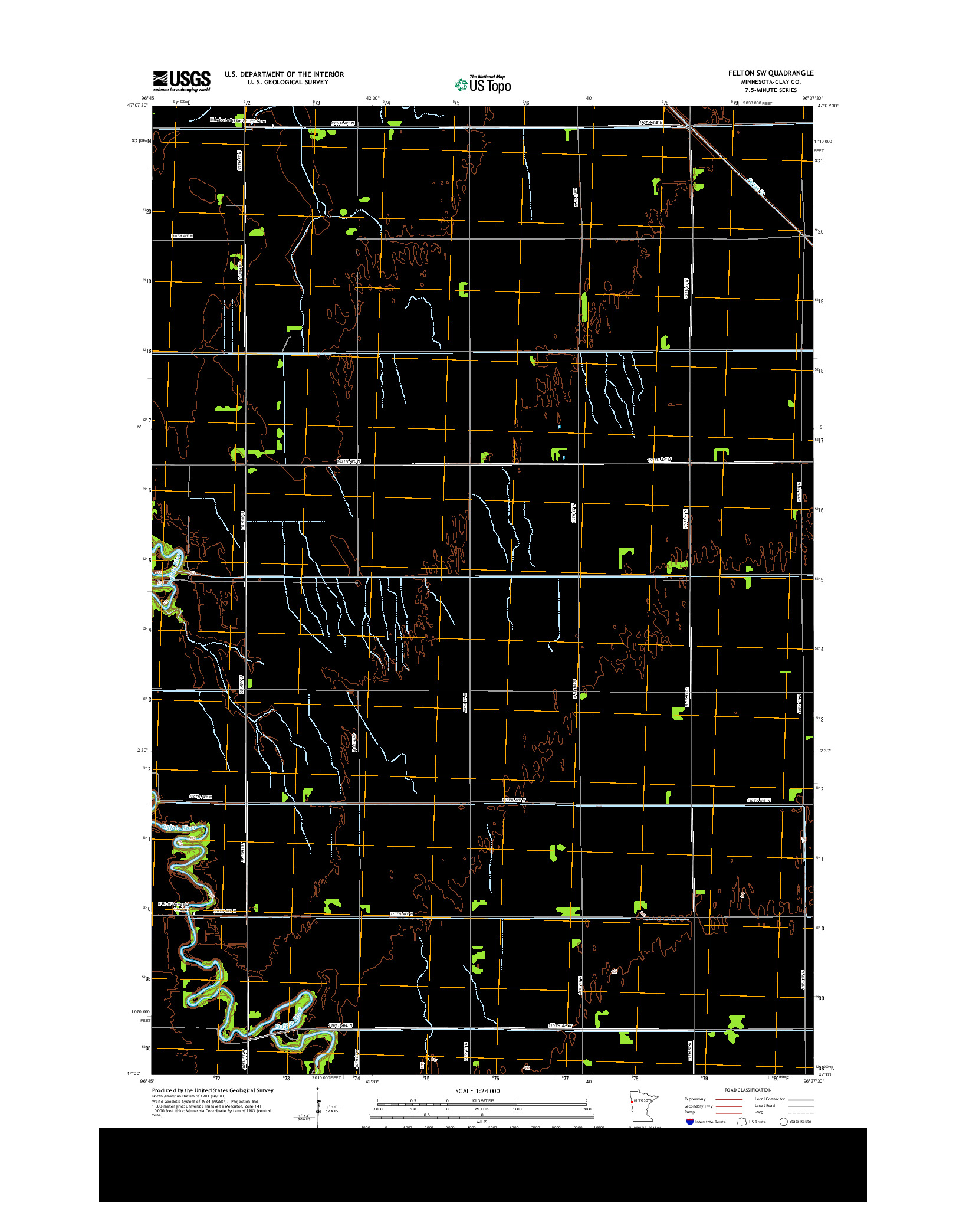 USGS US TOPO 7.5-MINUTE MAP FOR FELTON SW, MN 2013