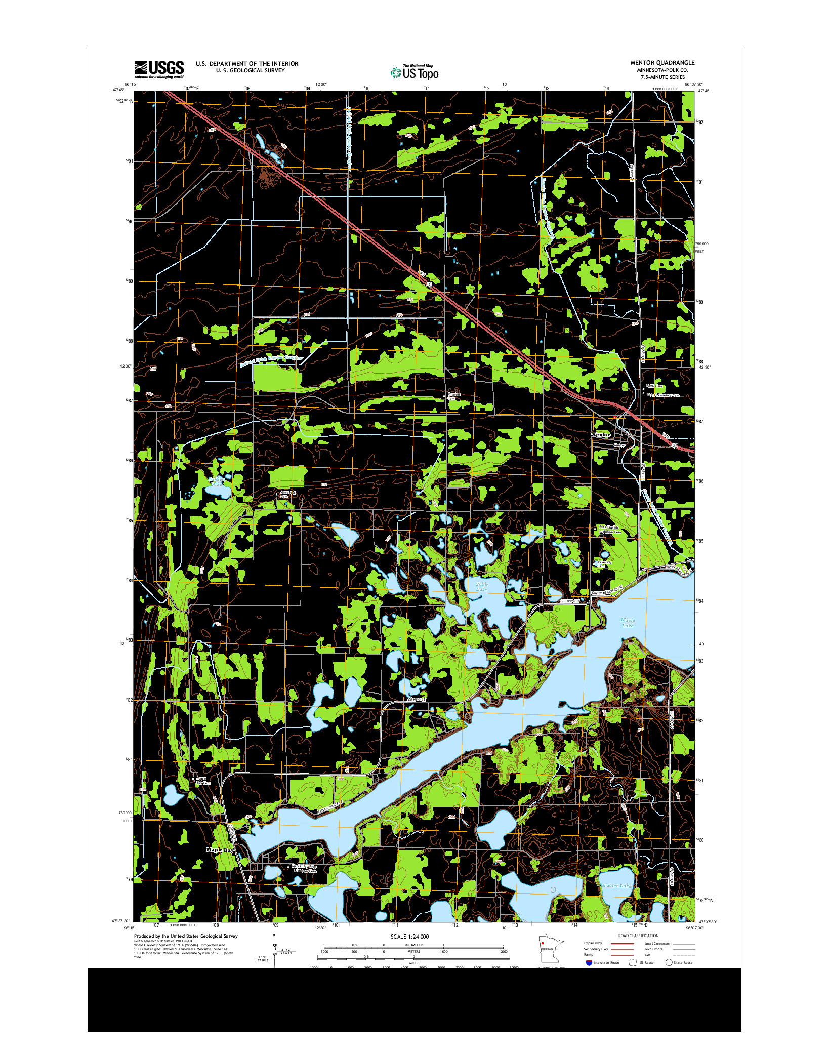 USGS US TOPO 7.5-MINUTE MAP FOR MENTOR, MN 2013