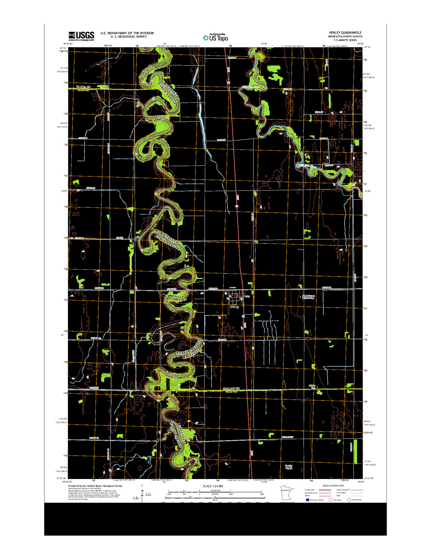 USGS US TOPO 7.5-MINUTE MAP FOR PERLEY, MN-ND 2013