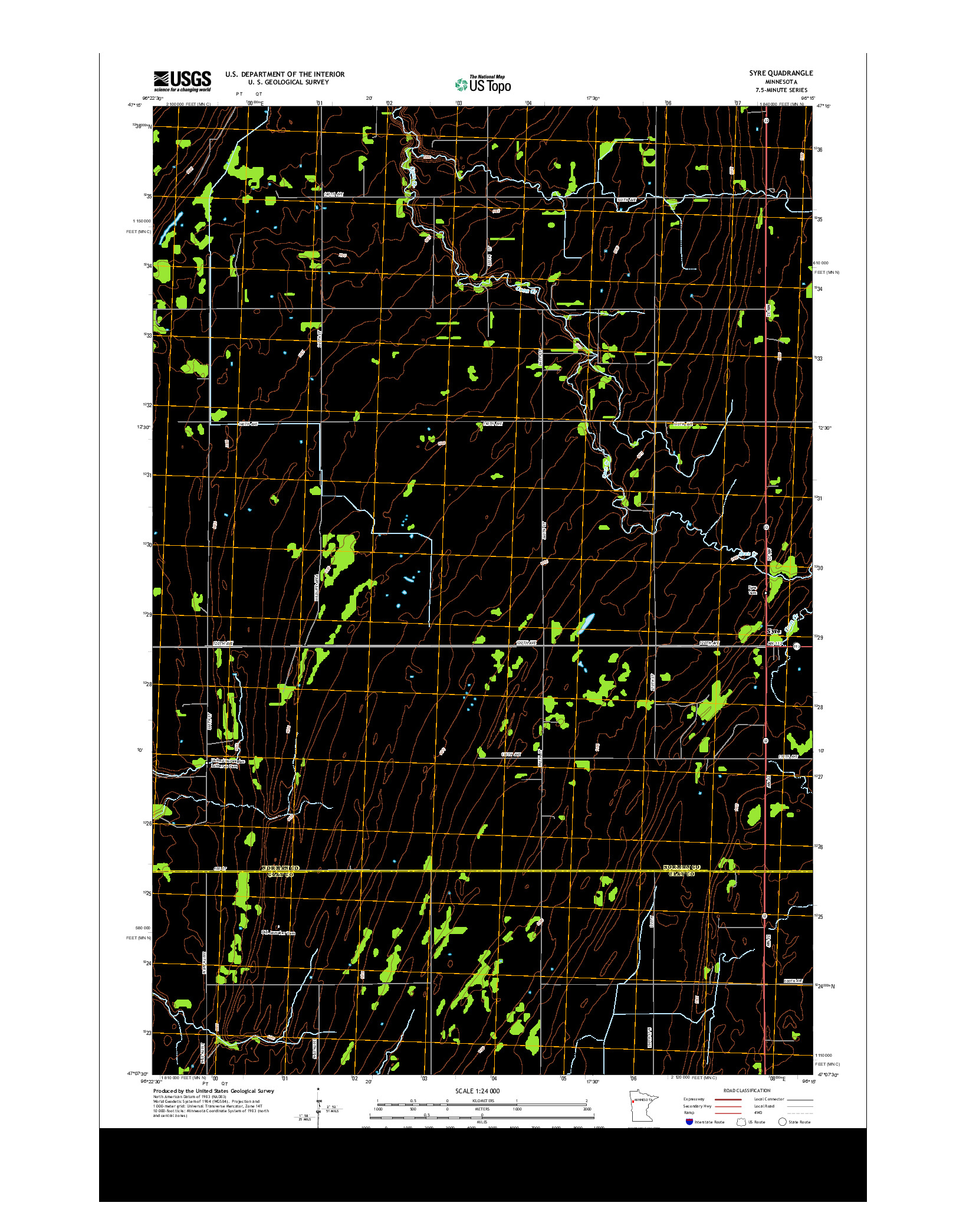 USGS US TOPO 7.5-MINUTE MAP FOR SYRE, MN 2013