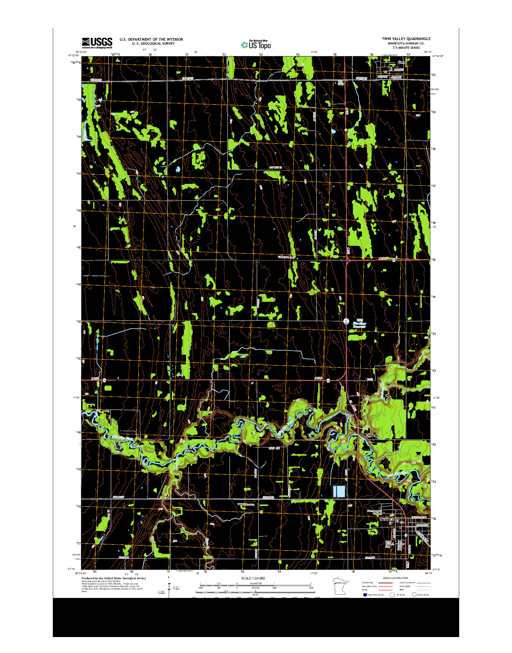 USGS US TOPO 7.5-MINUTE MAP FOR TWIN VALLEY, MN 2013