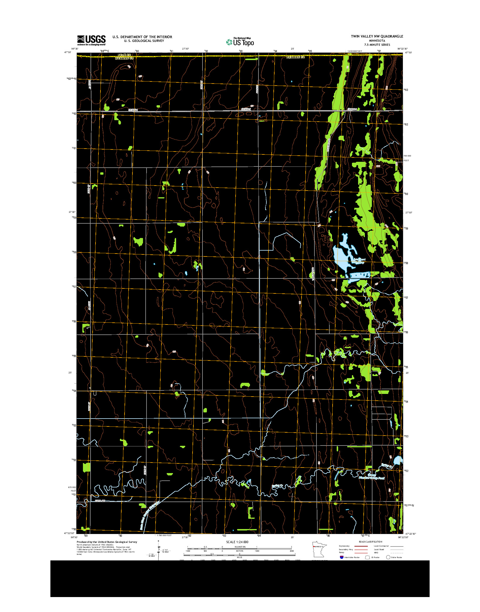 USGS US TOPO 7.5-MINUTE MAP FOR TWIN VALLEY NW, MN 2013