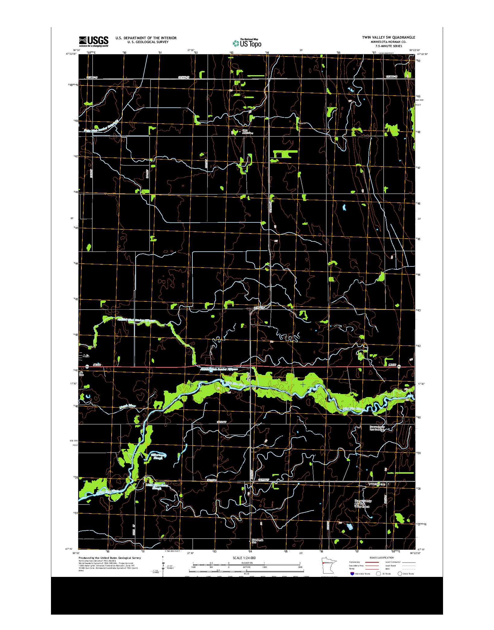 USGS US TOPO 7.5-MINUTE MAP FOR TWIN VALLEY SW, MN 2013