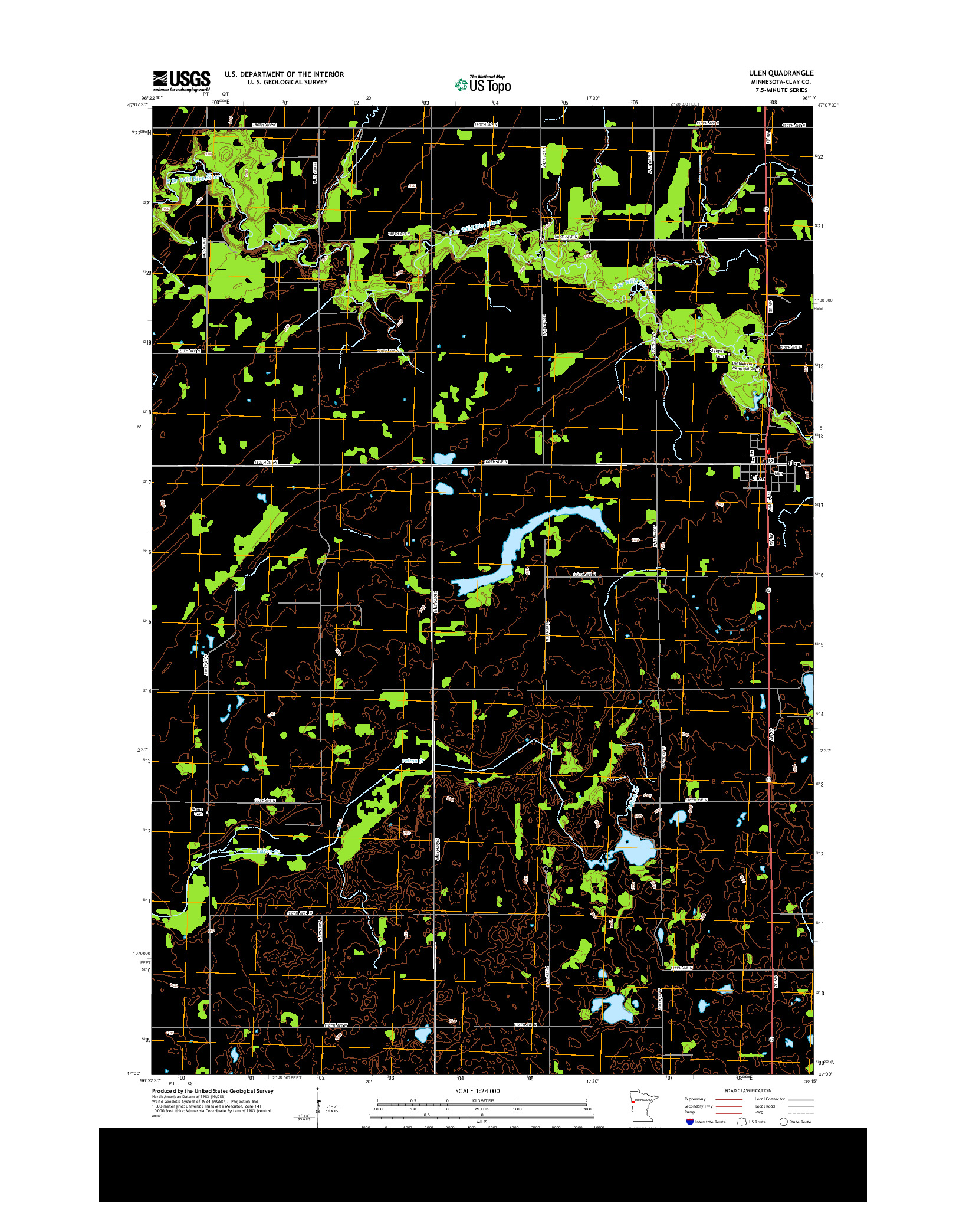 USGS US TOPO 7.5-MINUTE MAP FOR ULEN, MN 2013