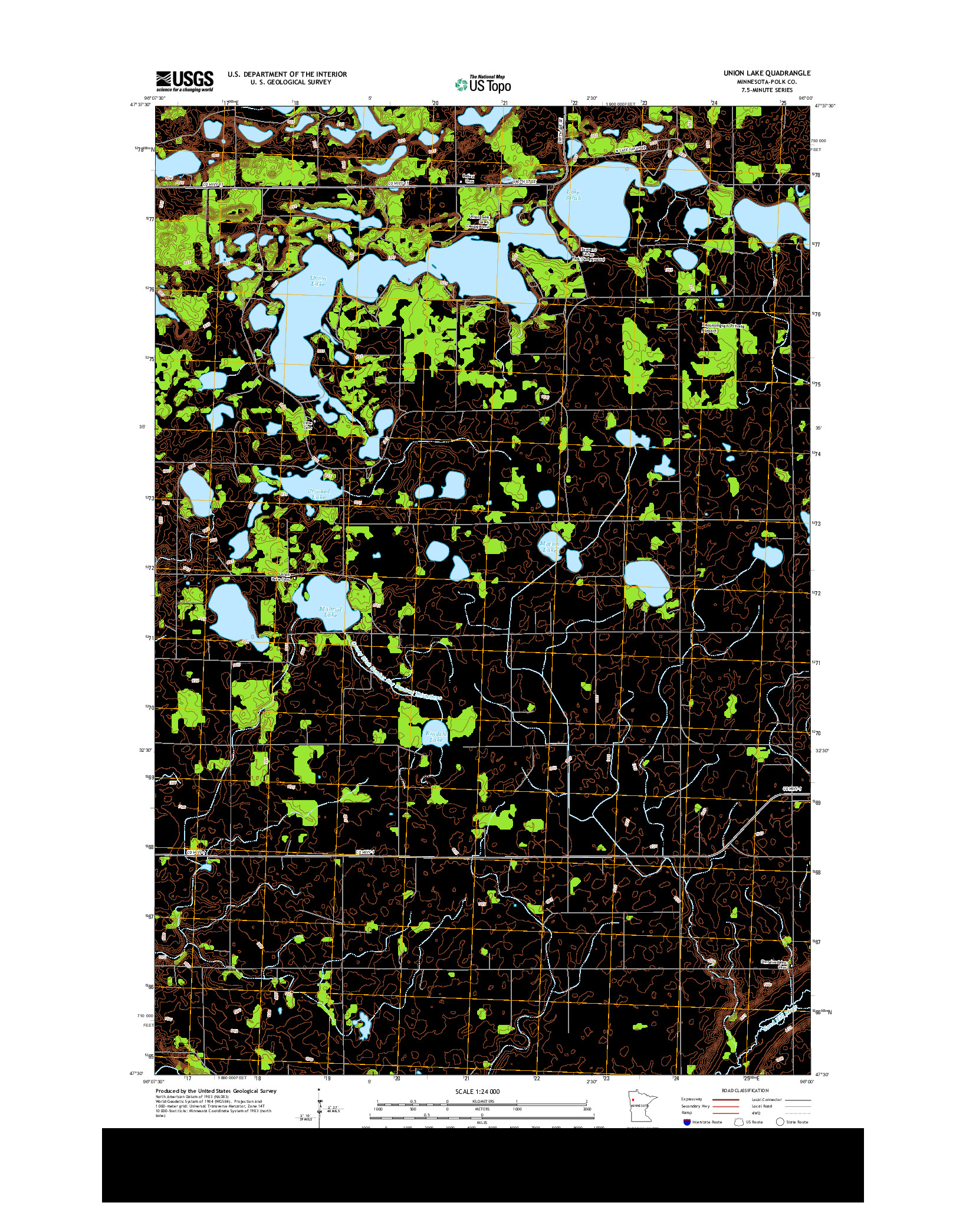 USGS US TOPO 7.5-MINUTE MAP FOR UNION LAKE, MN 2013