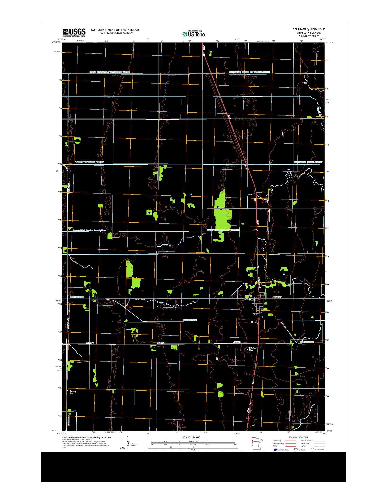 USGS US TOPO 7.5-MINUTE MAP FOR BELTRAMI, MN 2013