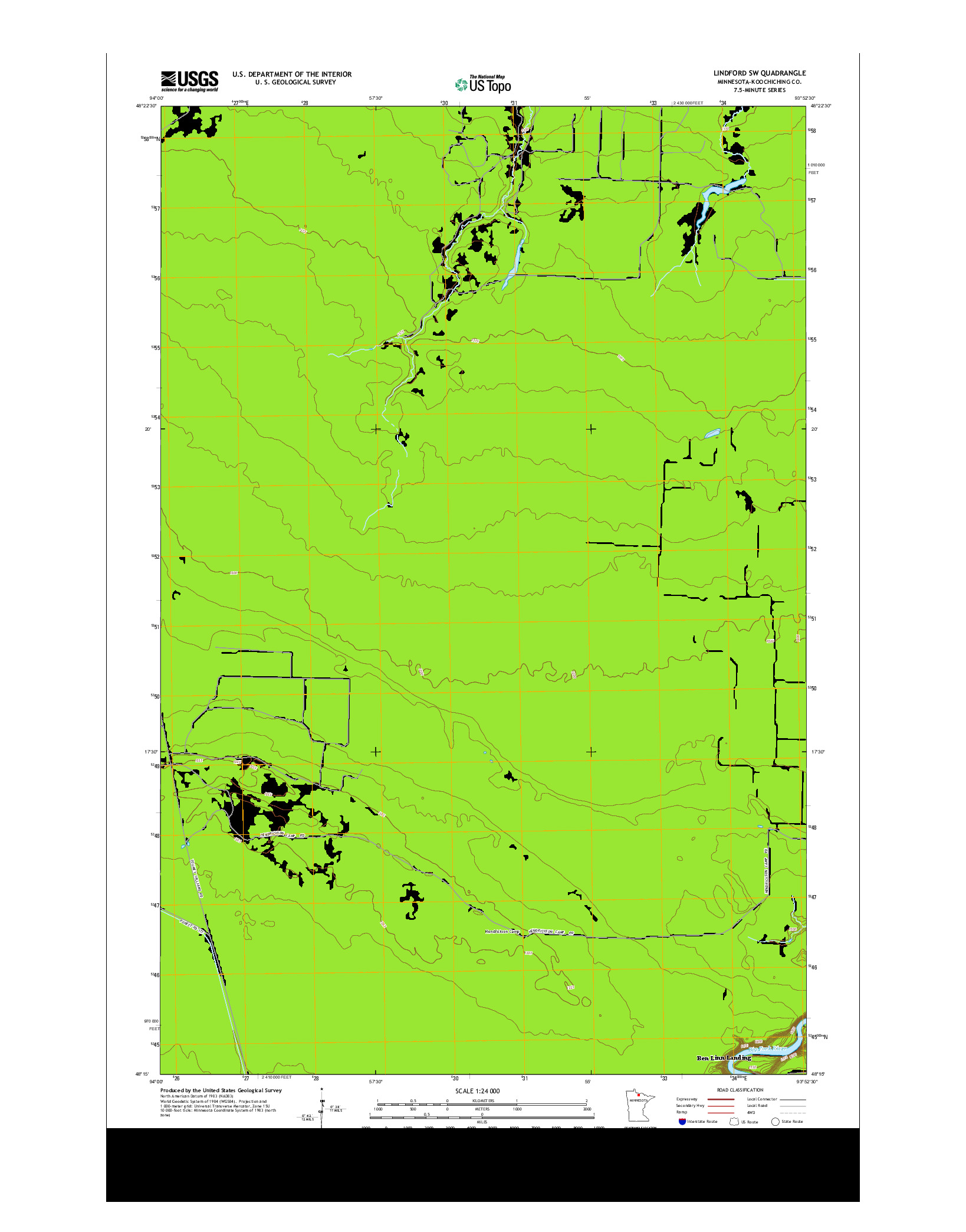 USGS US TOPO 7.5-MINUTE MAP FOR LINDFORD SW, MN 2013