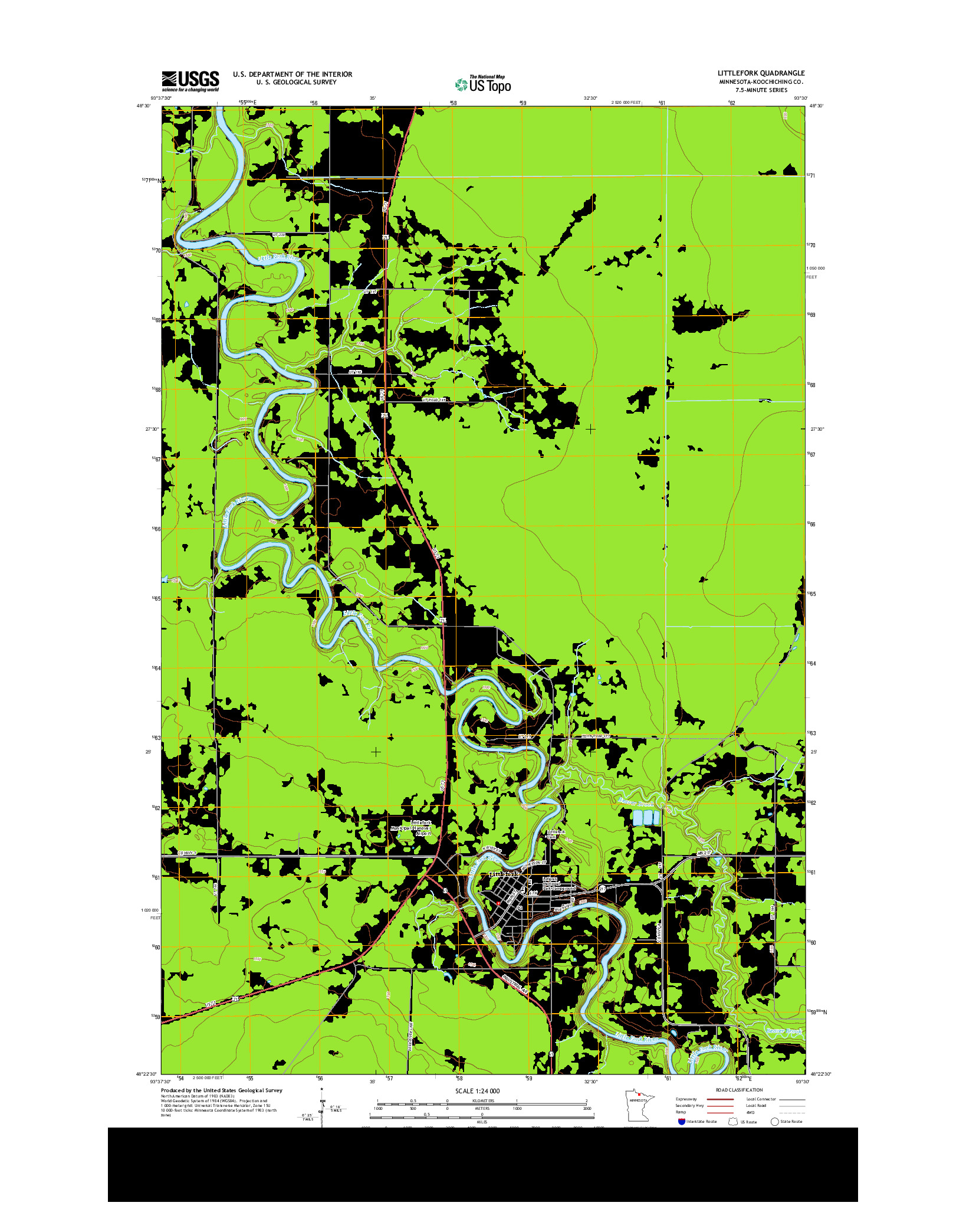 USGS US TOPO 7.5-MINUTE MAP FOR LITTLEFORK, MN 2013