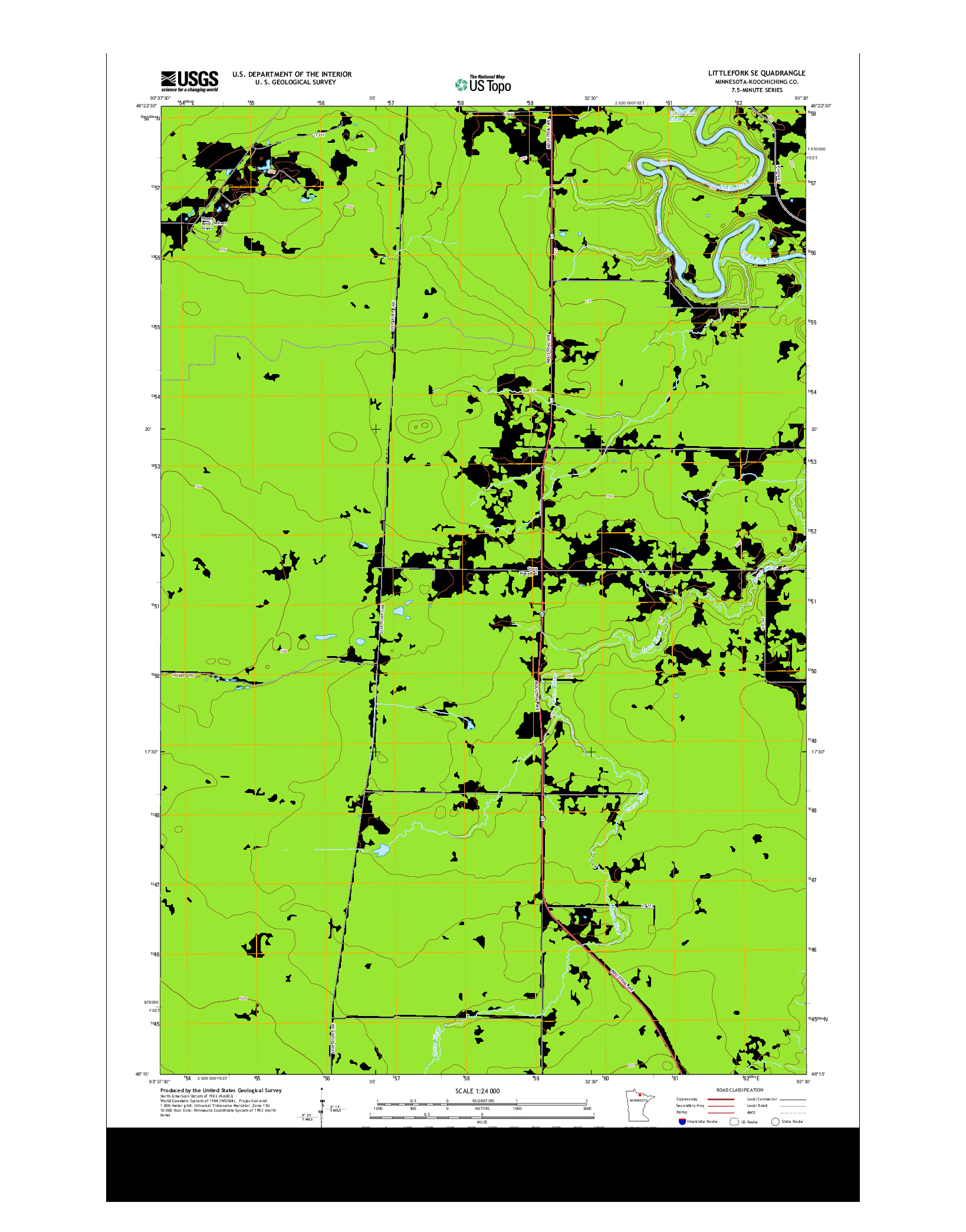 USGS US TOPO 7.5-MINUTE MAP FOR LITTLEFORK SE, MN 2013