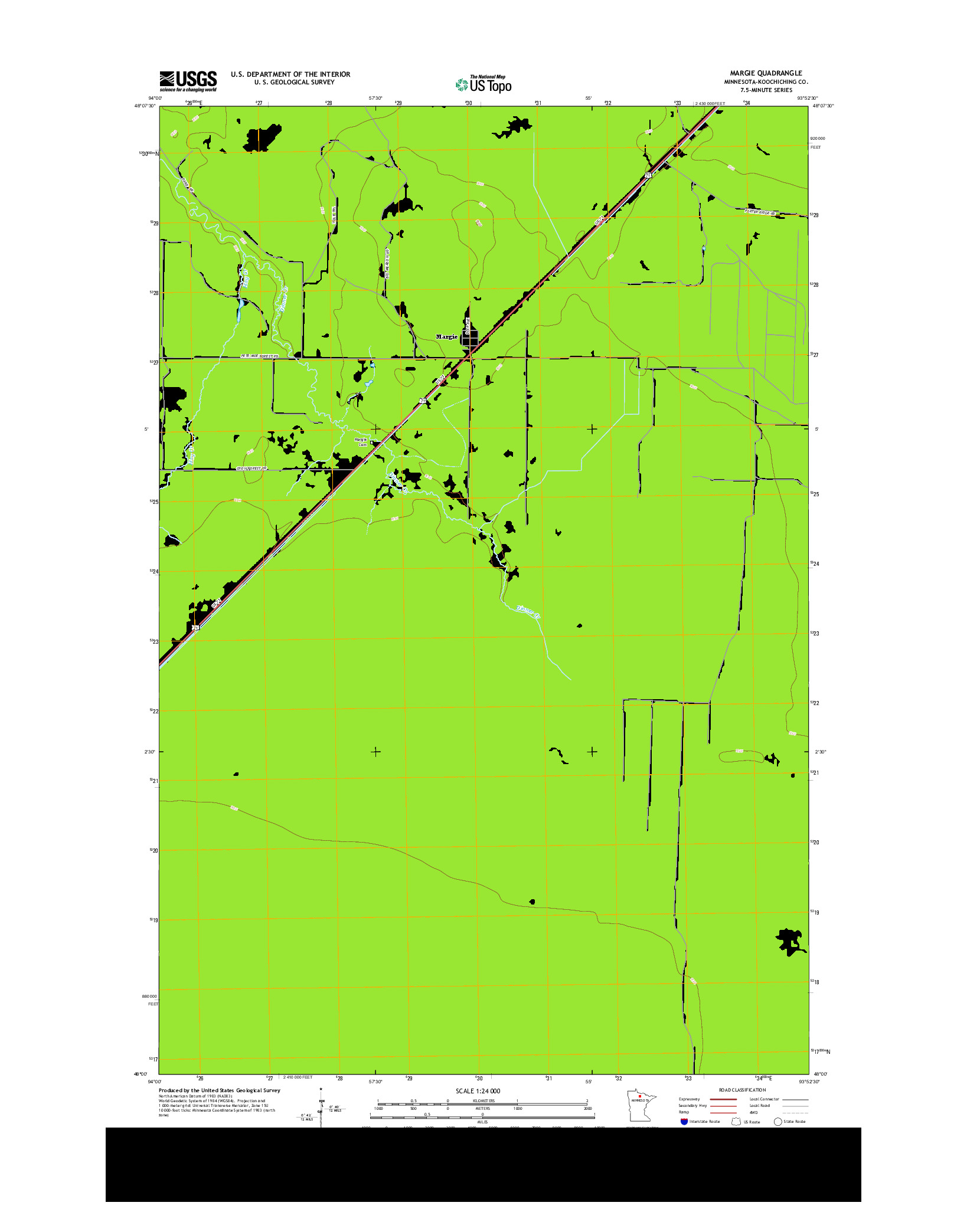 USGS US TOPO 7.5-MINUTE MAP FOR MARGIE, MN 2013