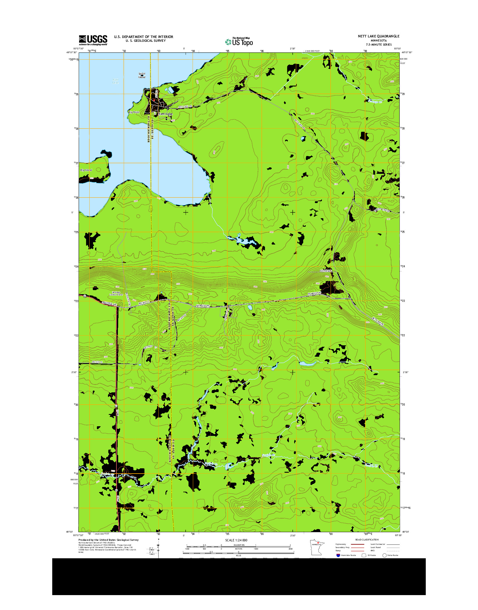 USGS US TOPO 7.5-MINUTE MAP FOR NETT LAKE, MN 2013