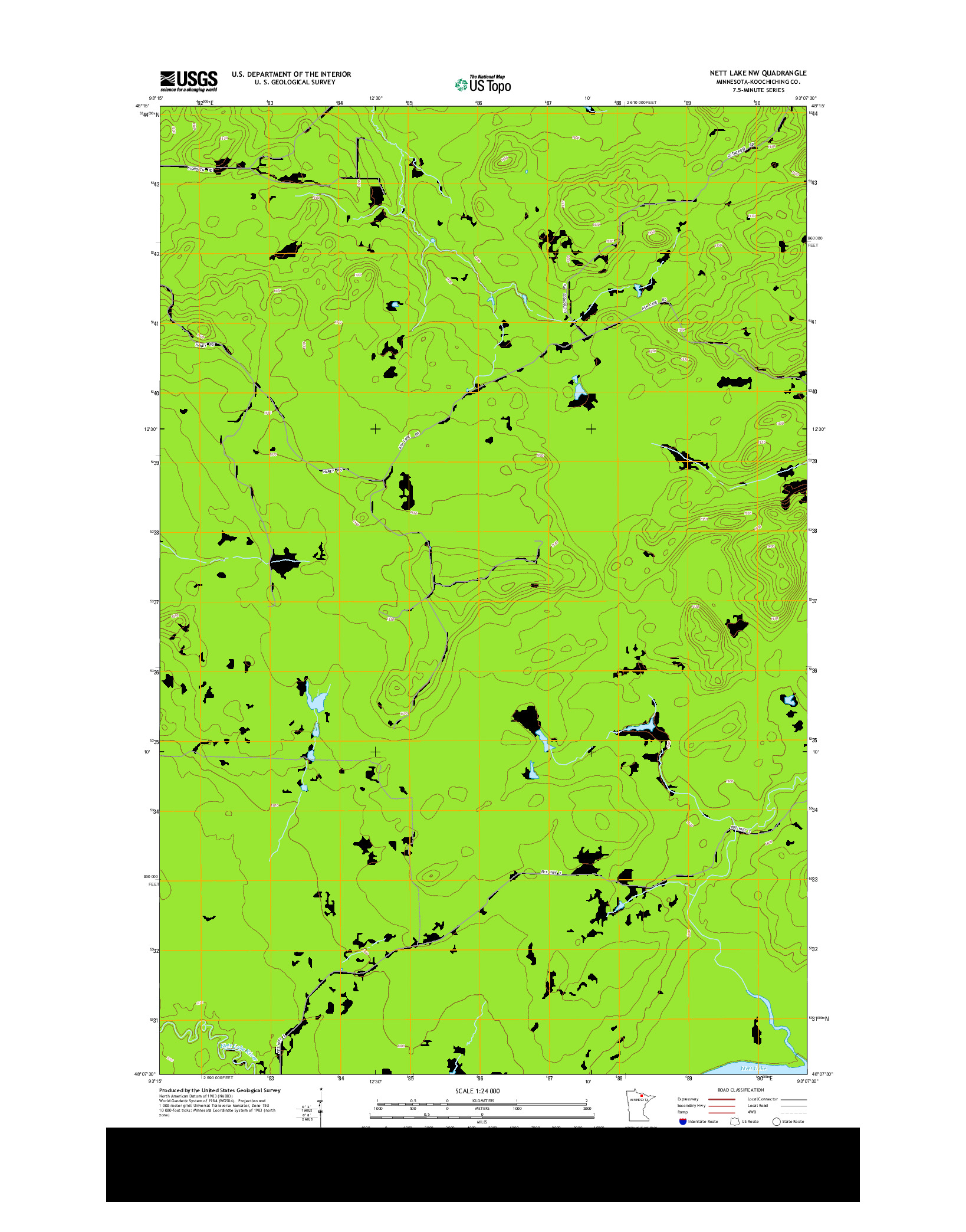 USGS US TOPO 7.5-MINUTE MAP FOR NETT LAKE NW, MN 2013