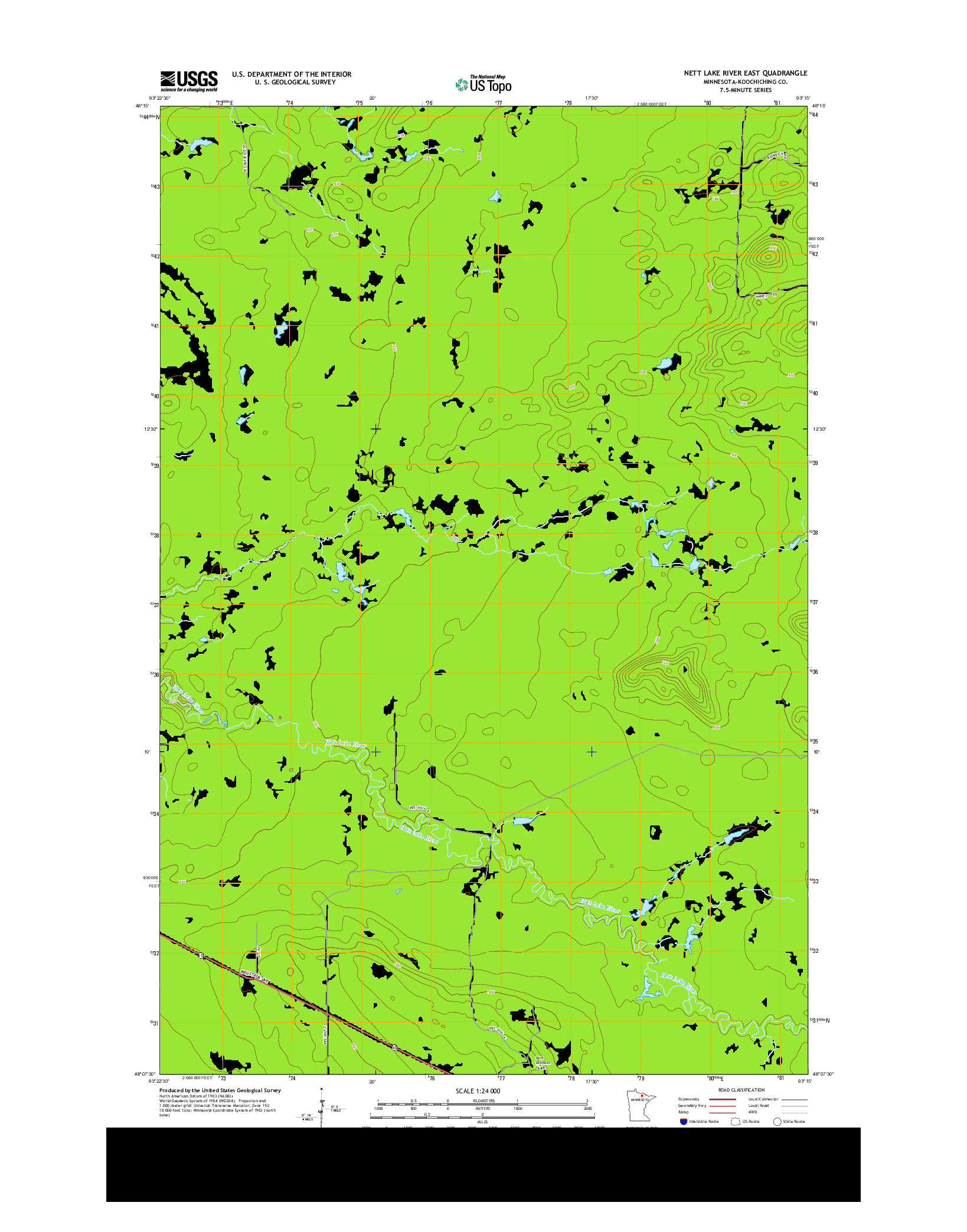 USGS US TOPO 7.5-MINUTE MAP FOR NETT LAKE RIVER EAST, MN 2013