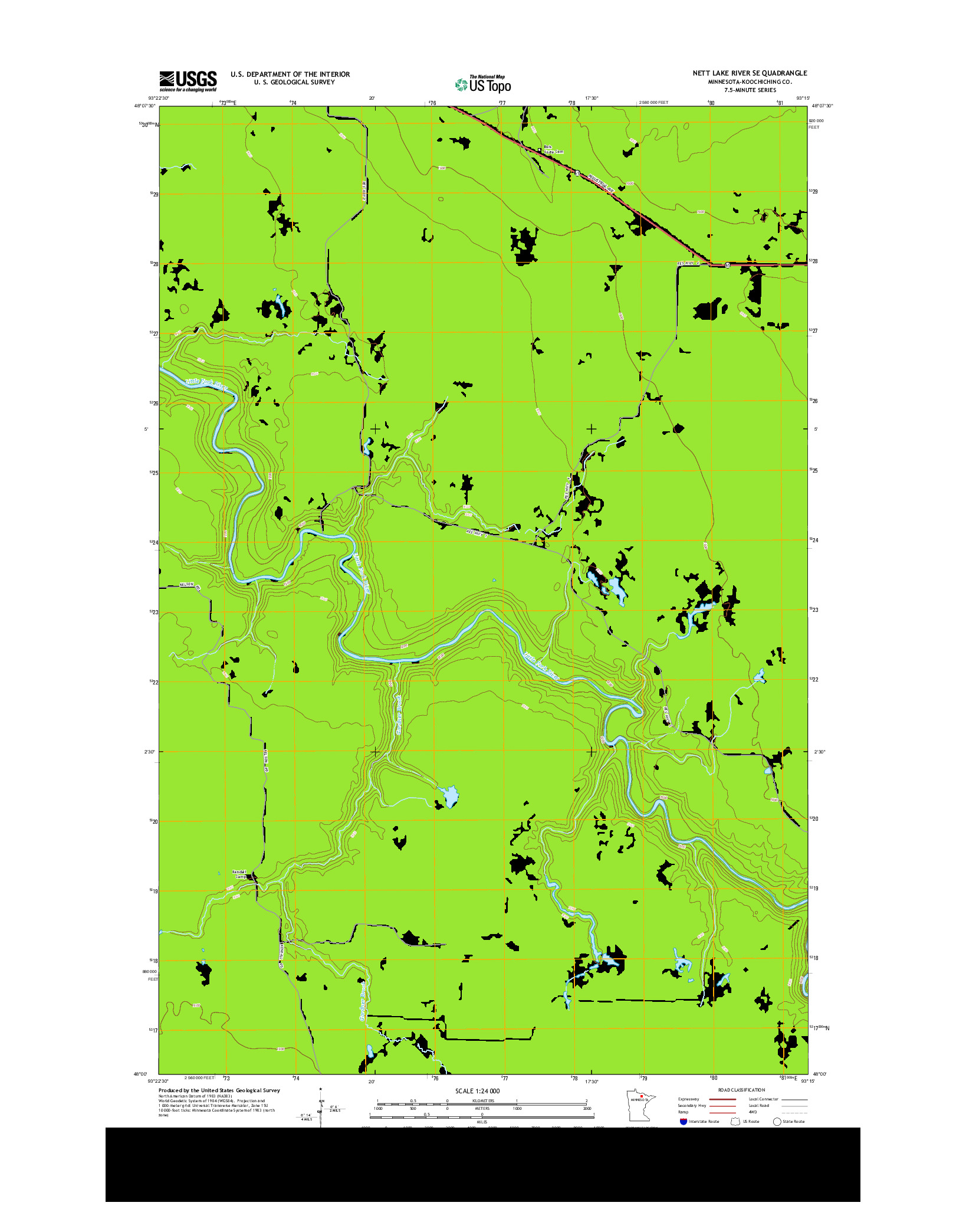 USGS US TOPO 7.5-MINUTE MAP FOR NETT LAKE RIVER SE, MN 2013