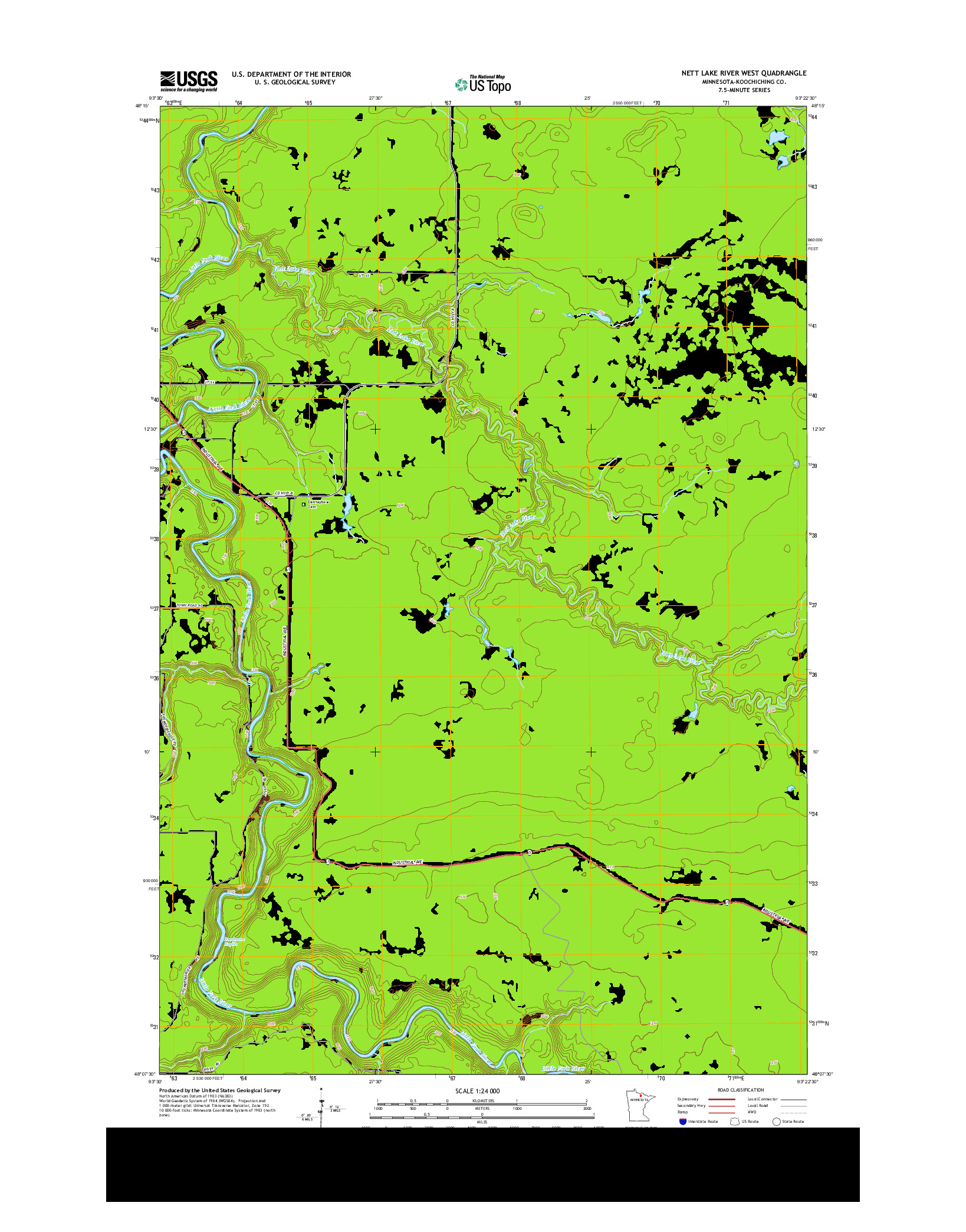 USGS US TOPO 7.5-MINUTE MAP FOR NETT LAKE RIVER WEST, MN 2013