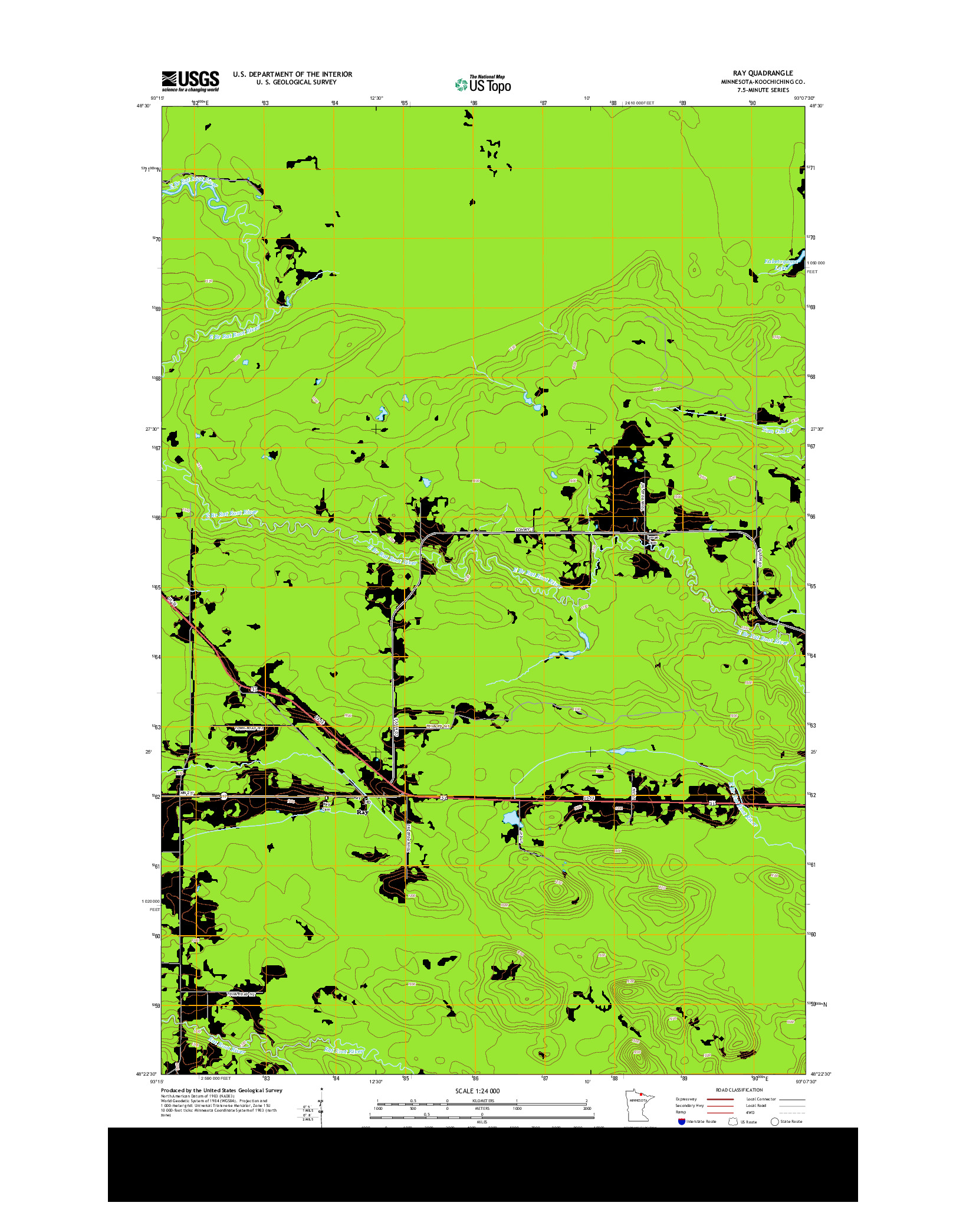 USGS US TOPO 7.5-MINUTE MAP FOR RAY, MN 2013