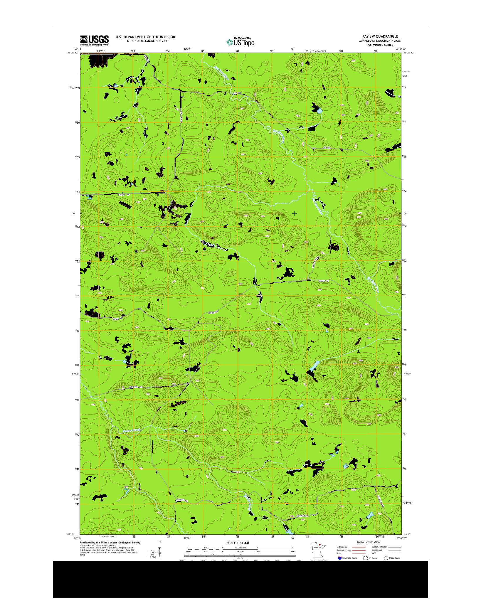 USGS US TOPO 7.5-MINUTE MAP FOR RAY SW, MN 2013