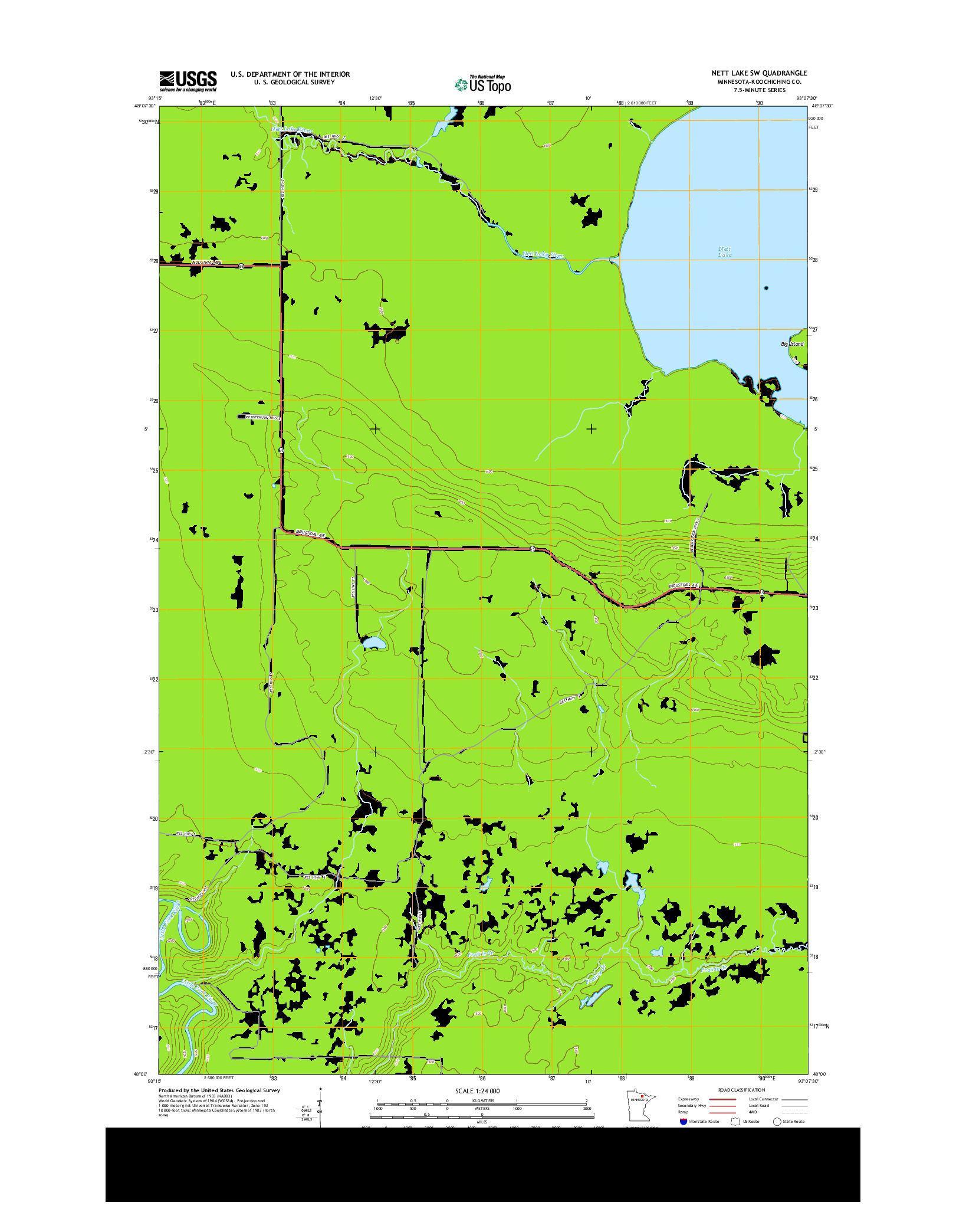 USGS US TOPO 7.5-MINUTE MAP FOR NETT LAKE SW, MN 2013