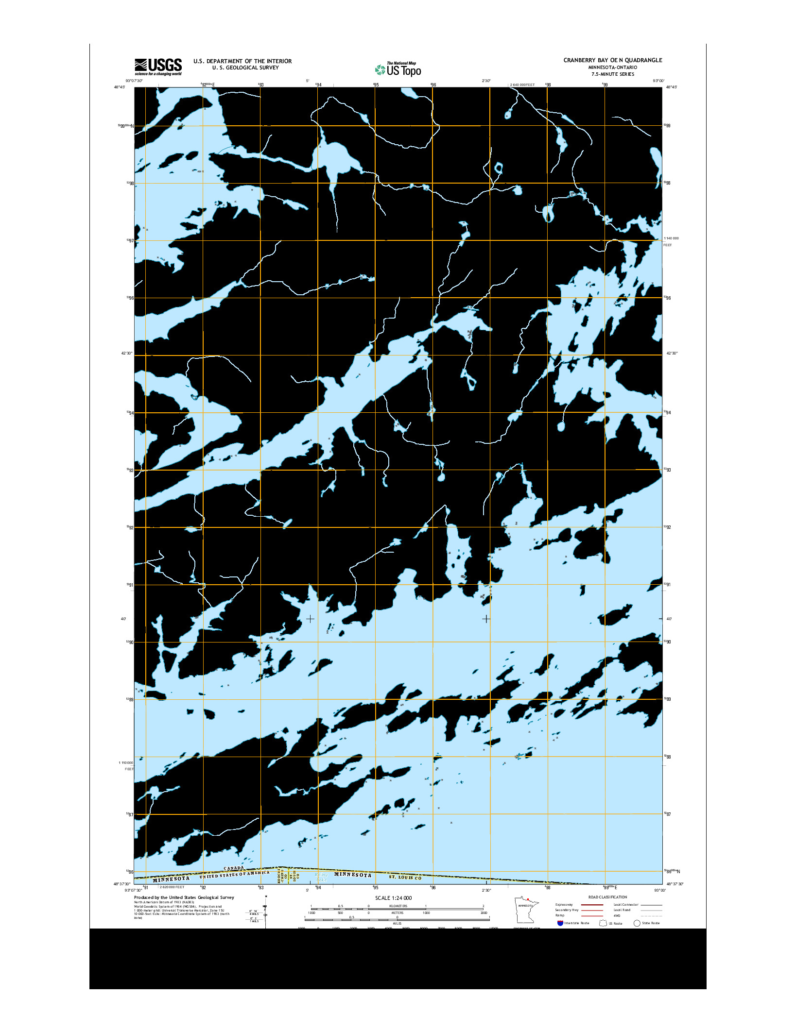 USGS US TOPO 7.5-MINUTE MAP FOR CRANBERRY BAY OE N, MN-ON 2013