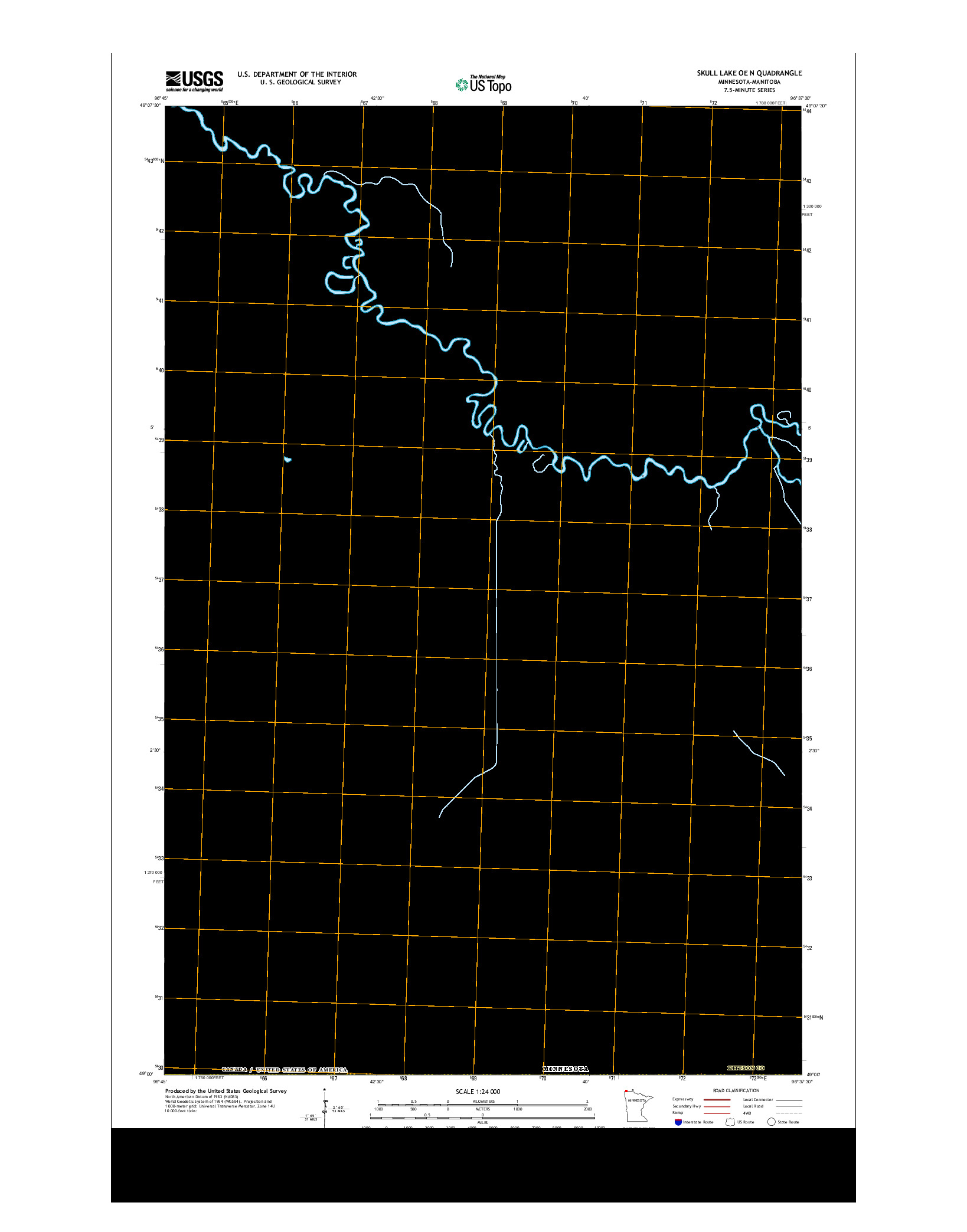 USGS US TOPO 7.5-MINUTE MAP FOR SKULL LAKE OE N, MN-MB 2013