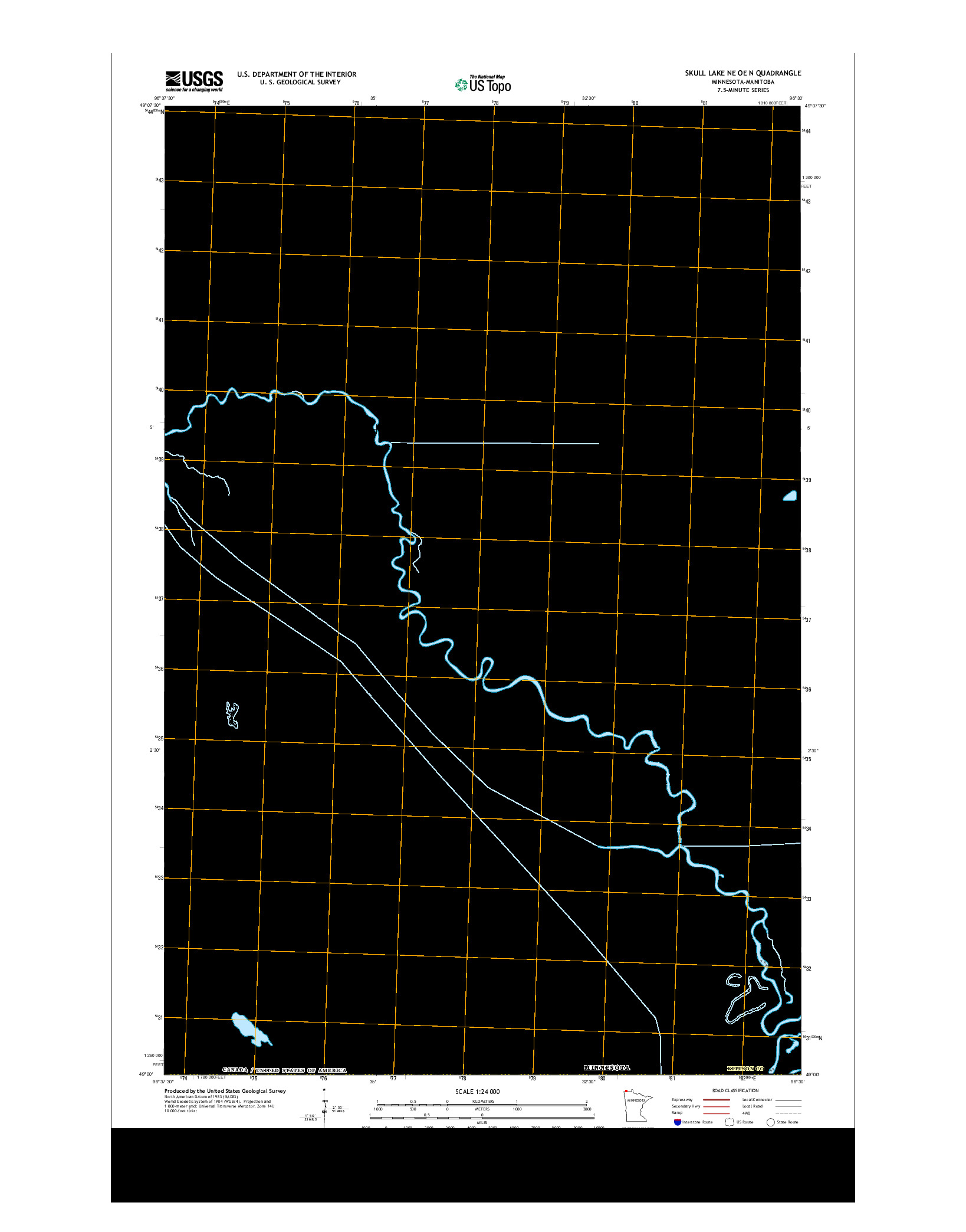 USGS US TOPO 7.5-MINUTE MAP FOR SKULL LAKE NE OE N, MN-MB 2013
