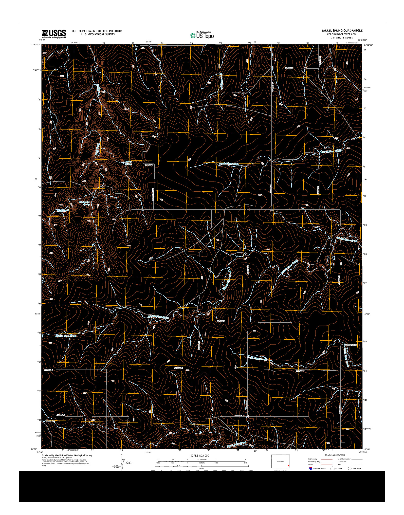 USGS US TOPO 7.5-MINUTE MAP FOR BARREL SPRING, CO 2013