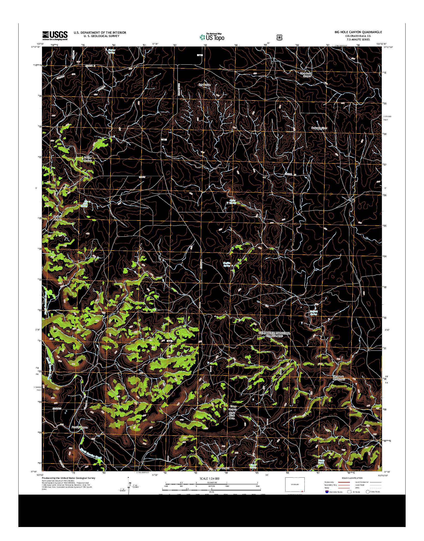 USGS US TOPO 7.5-MINUTE MAP FOR BIG HOLE CANYON, CO 2013