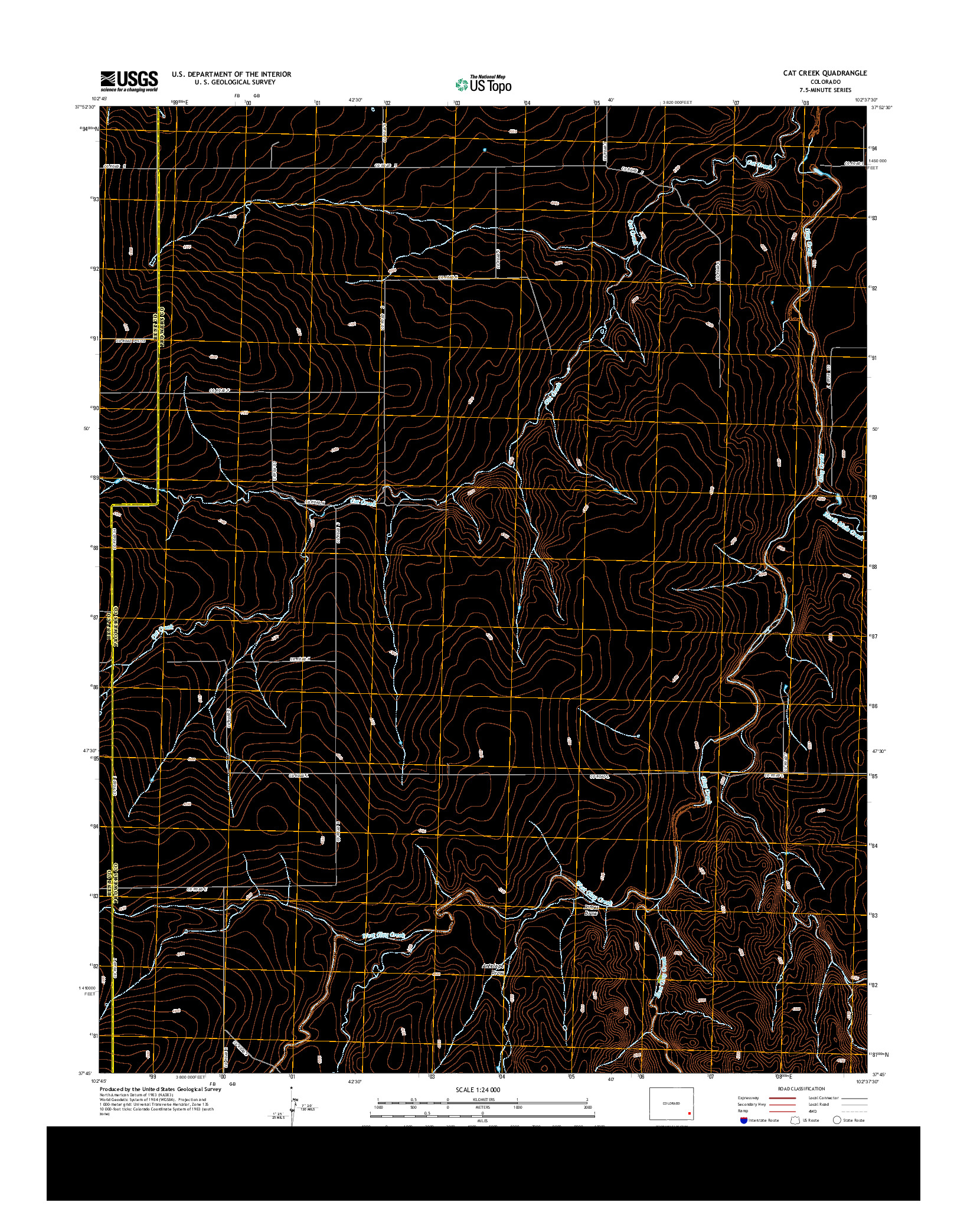 USGS US TOPO 7.5-MINUTE MAP FOR CAT CREEK, CO 2013