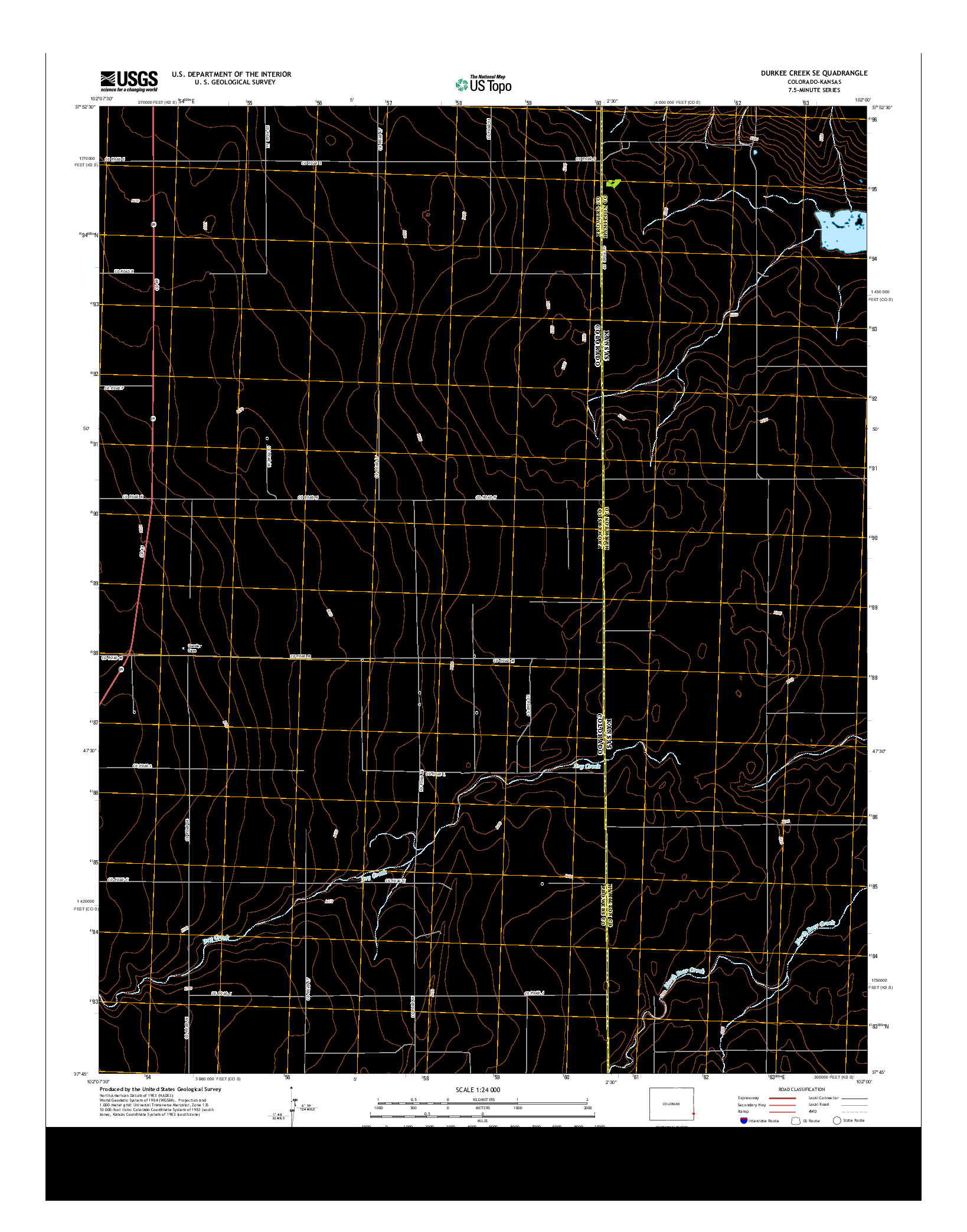 USGS US TOPO 7.5-MINUTE MAP FOR DURKEE CREEK SE, CO-KS 2013