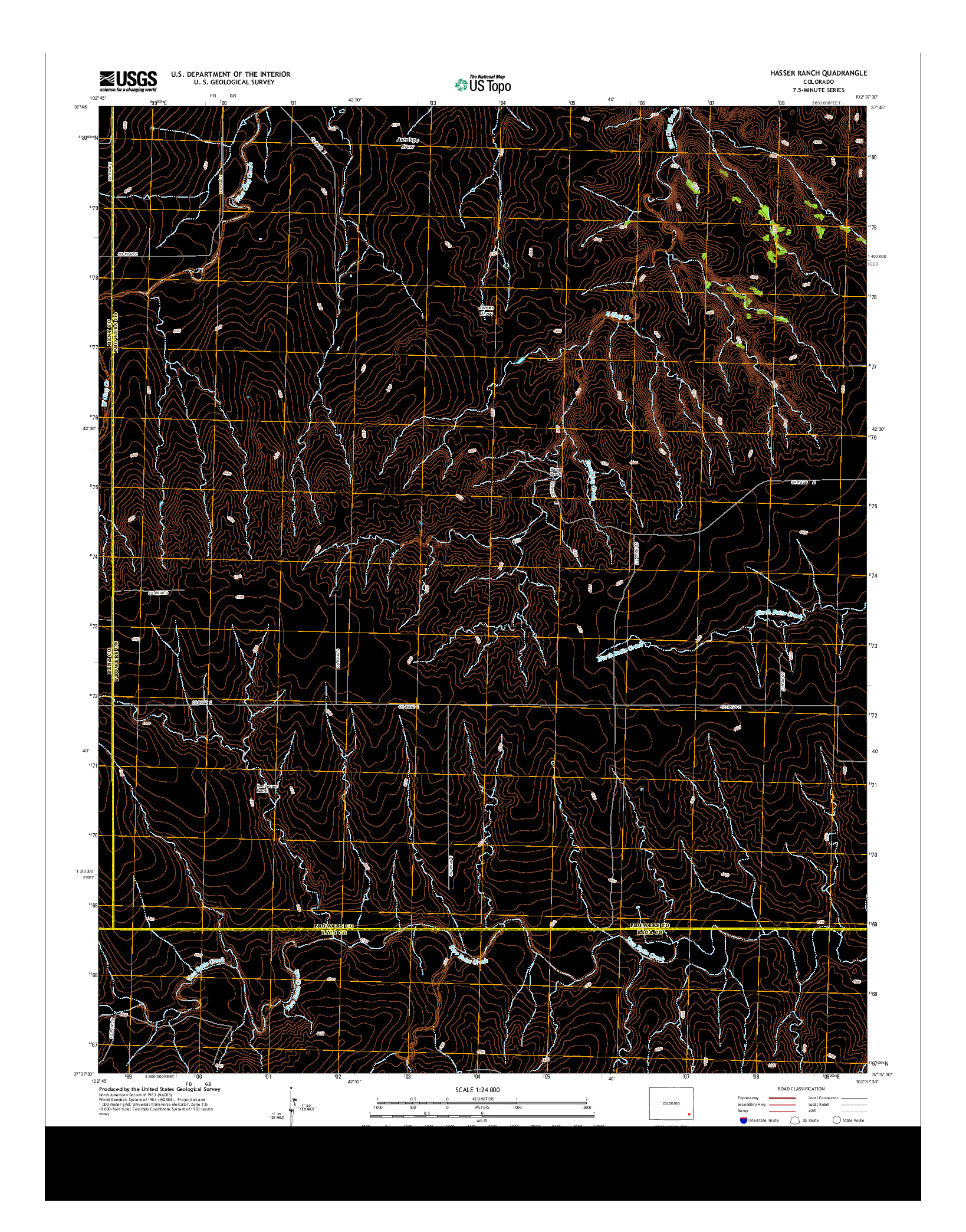 USGS US TOPO 7.5-MINUTE MAP FOR HASSER RANCH, CO 2013