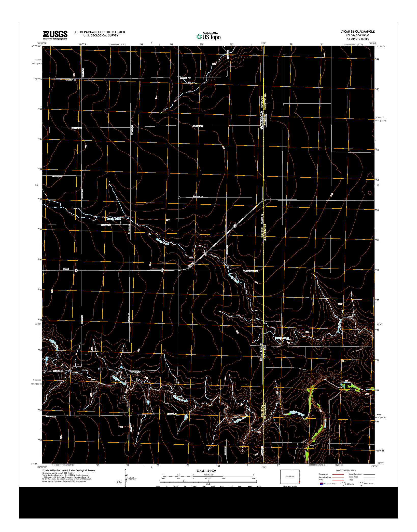 USGS US TOPO 7.5-MINUTE MAP FOR LYCAN SE, CO-KS 2013