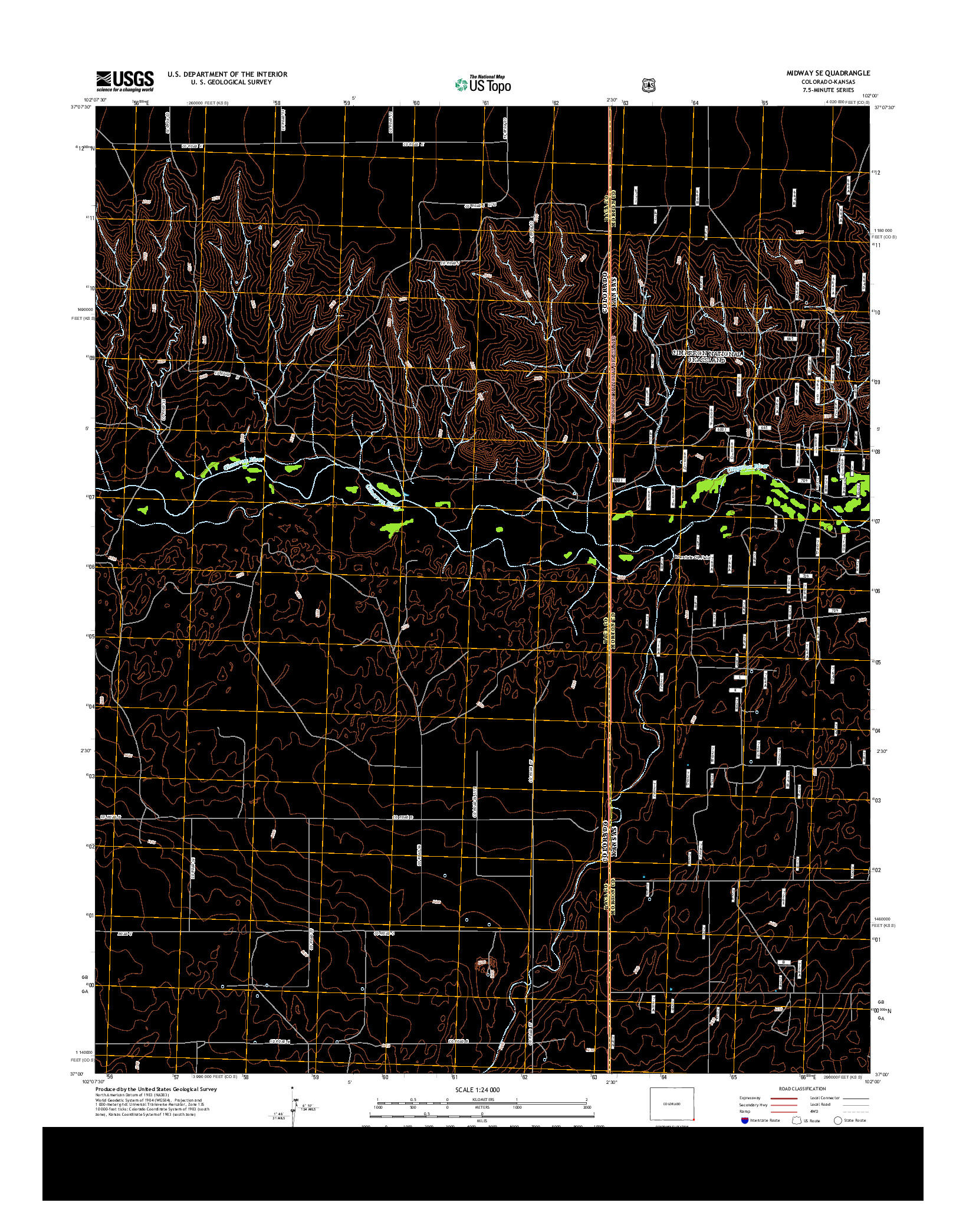 USGS US TOPO 7.5-MINUTE MAP FOR MIDWAY SE, CO-KS 2013