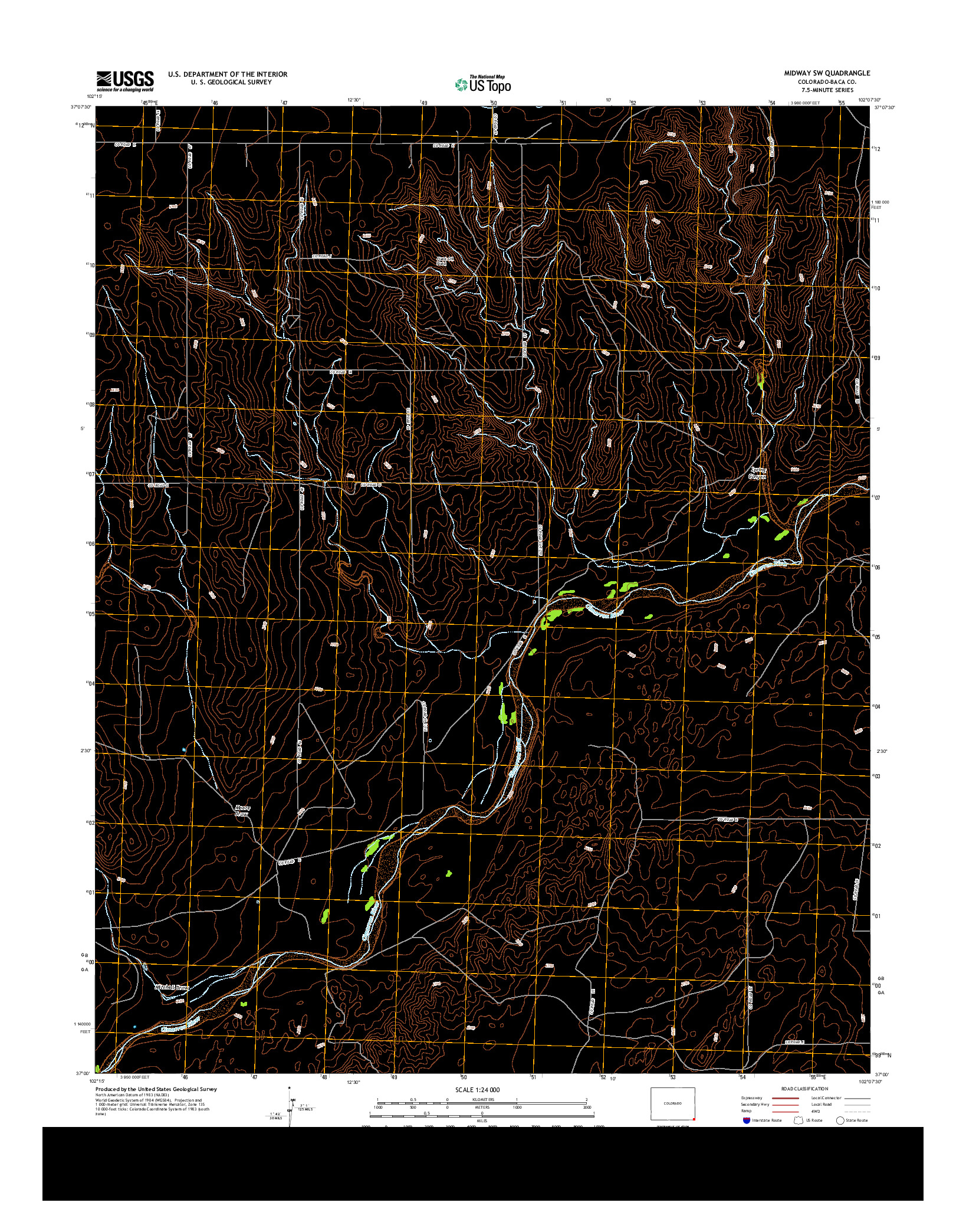 USGS US TOPO 7.5-MINUTE MAP FOR MIDWAY SW, CO 2013