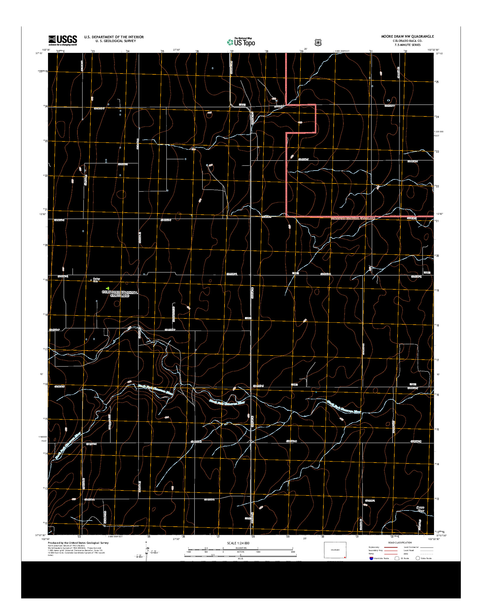 USGS US TOPO 7.5-MINUTE MAP FOR MOORE DRAW NW, CO 2013