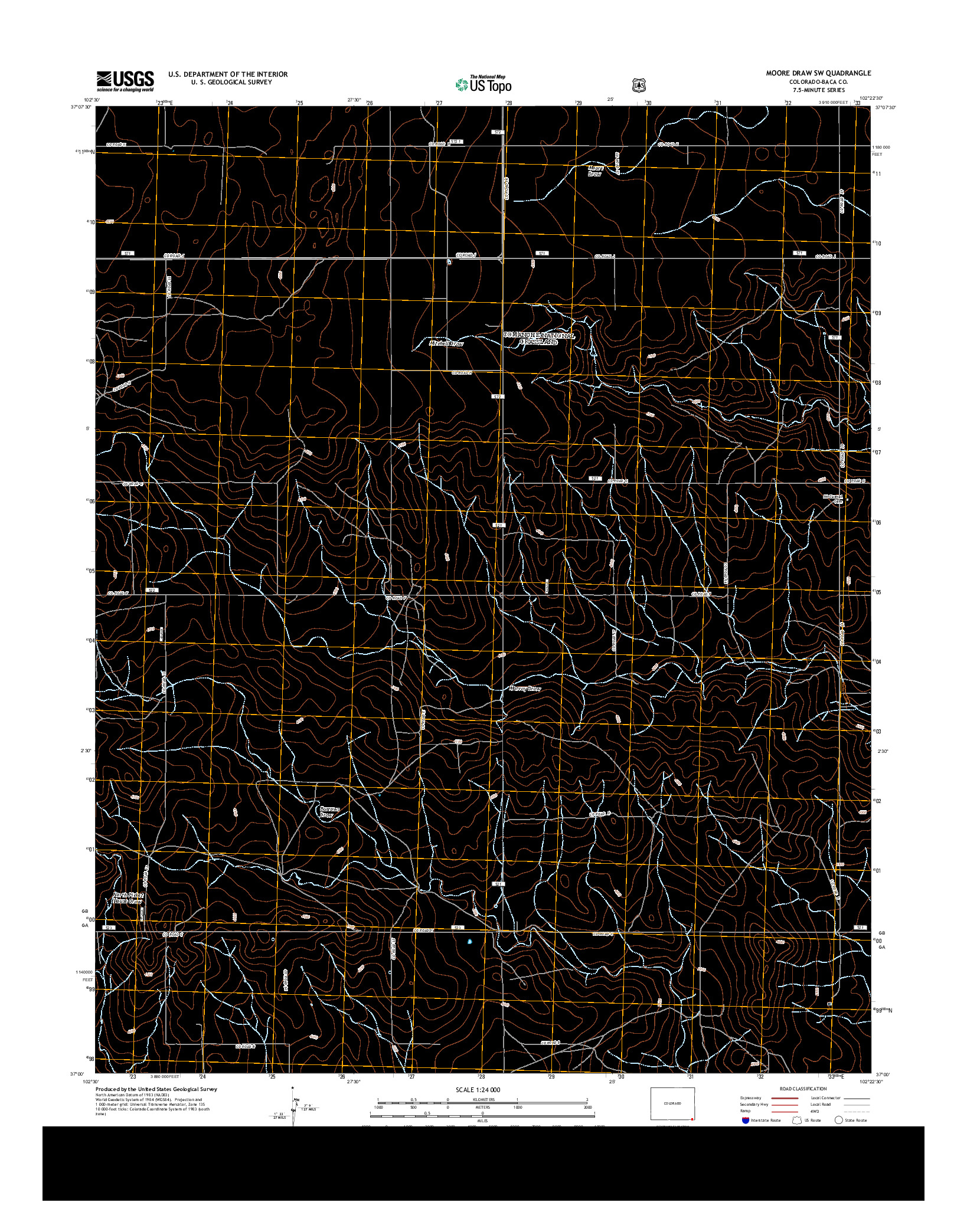 USGS US TOPO 7.5-MINUTE MAP FOR MOORE DRAW SW, CO 2013