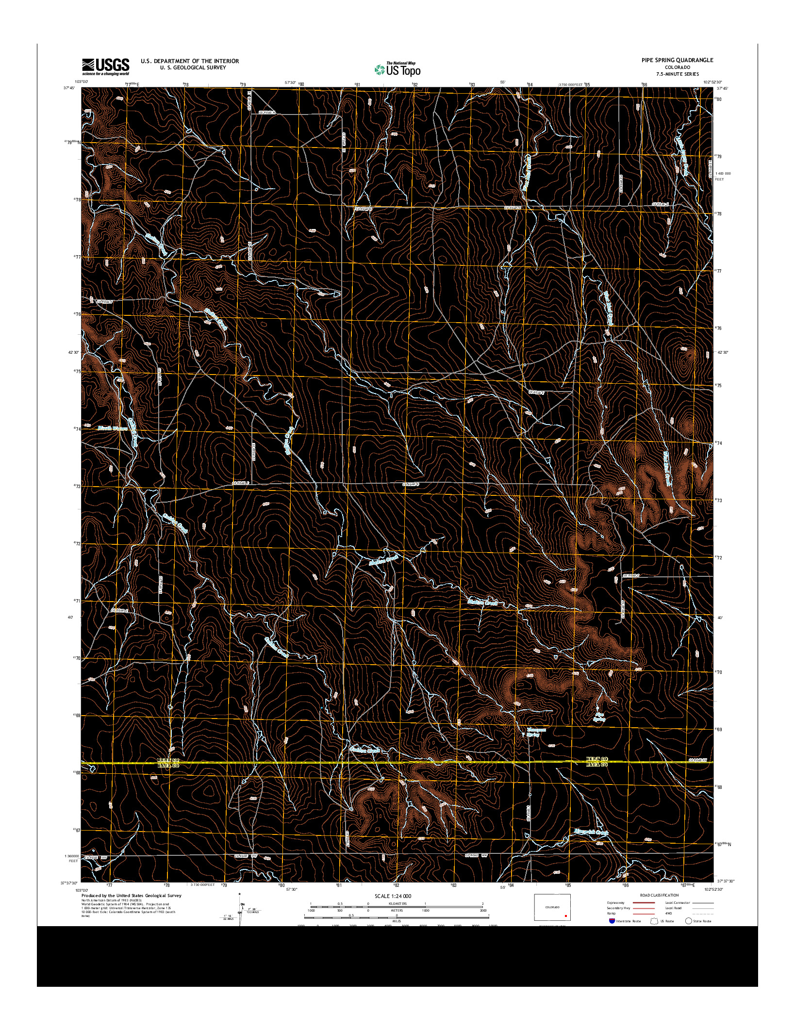 USGS US TOPO 7.5-MINUTE MAP FOR PIPE SPRING, CO 2013