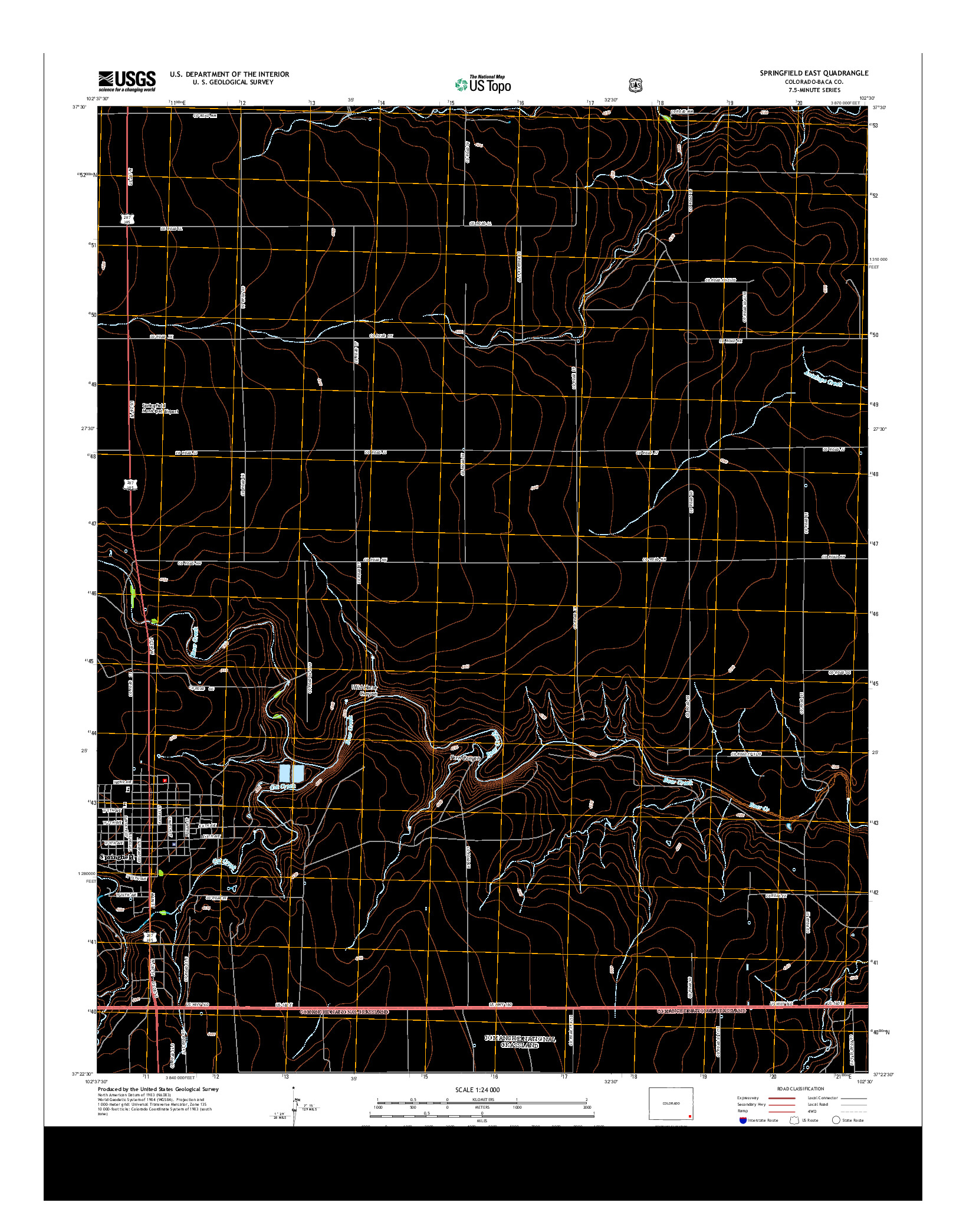 USGS US TOPO 7.5-MINUTE MAP FOR SPRINGFIELD EAST, CO 2013