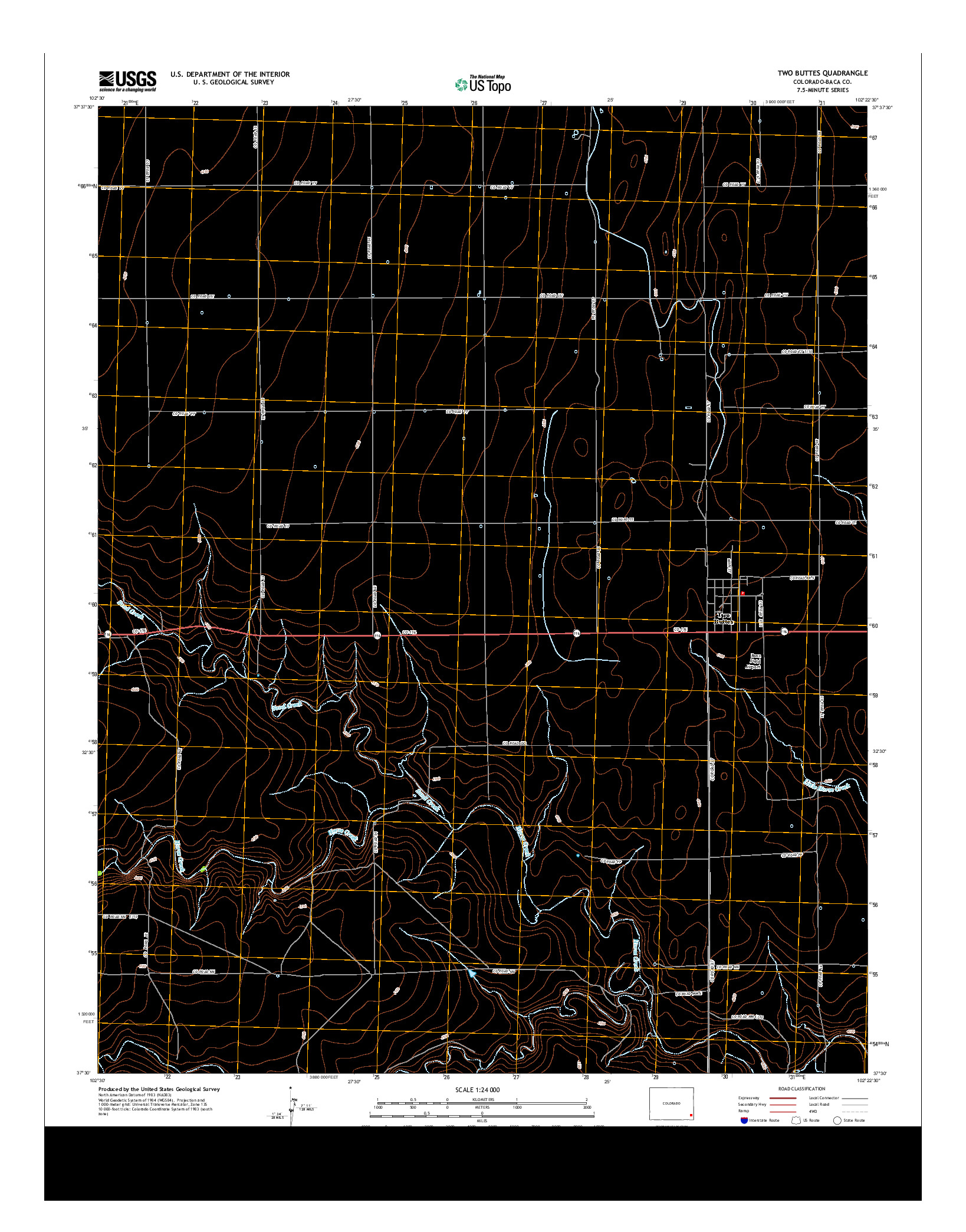 USGS US TOPO 7.5-MINUTE MAP FOR TWO BUTTES, CO 2013