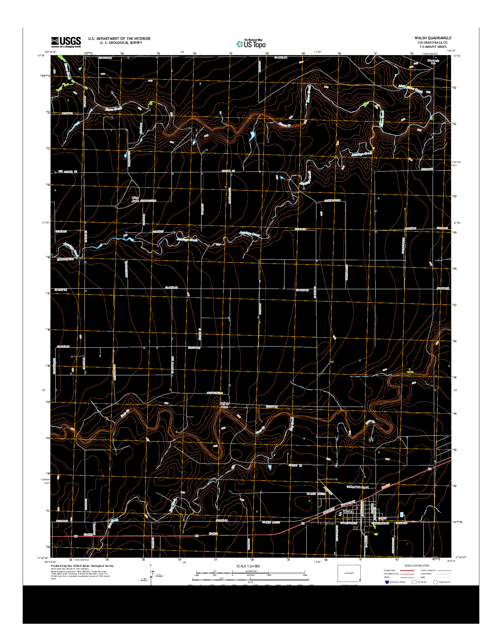 USGS US TOPO 7.5-MINUTE MAP FOR WALSH, CO 2013