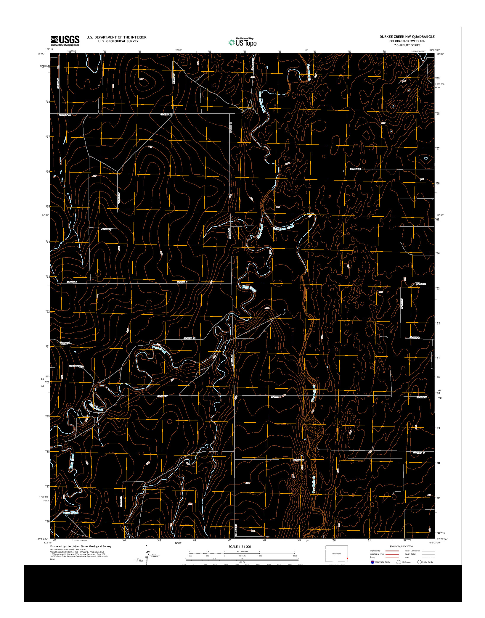 USGS US TOPO 7.5-MINUTE MAP FOR DURKEE CREEK NW, CO 2013