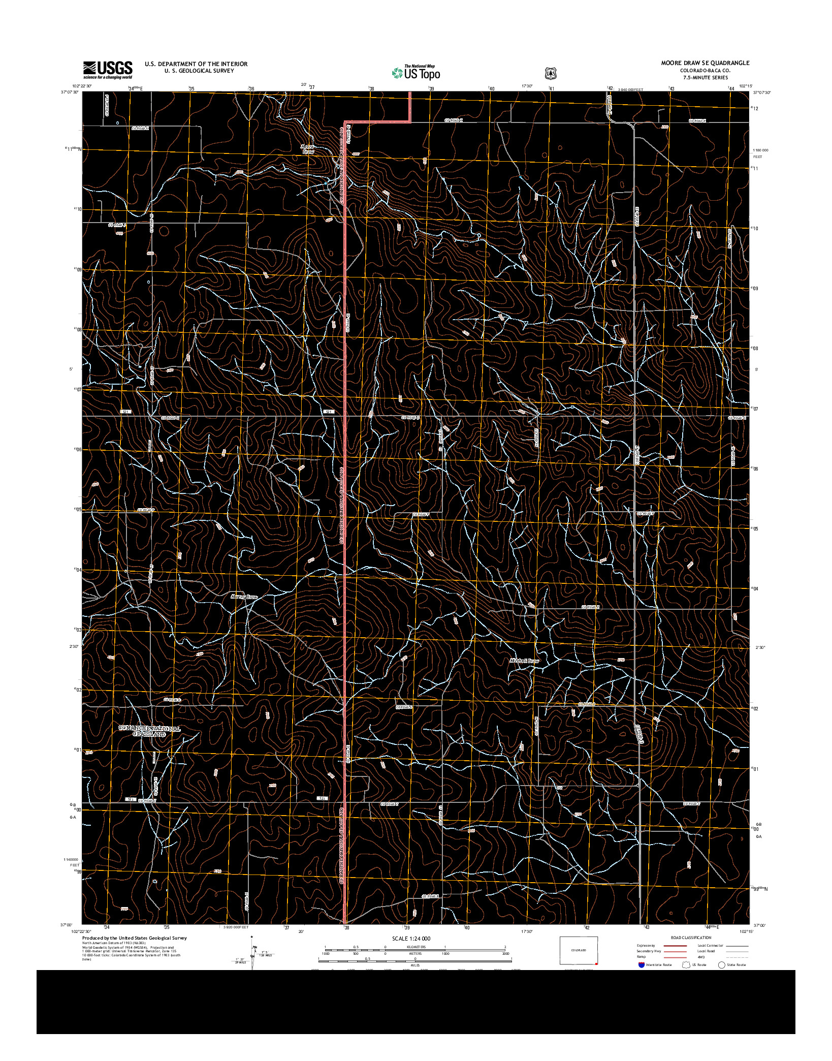 USGS US TOPO 7.5-MINUTE MAP FOR MOORE DRAW SE, CO 2013