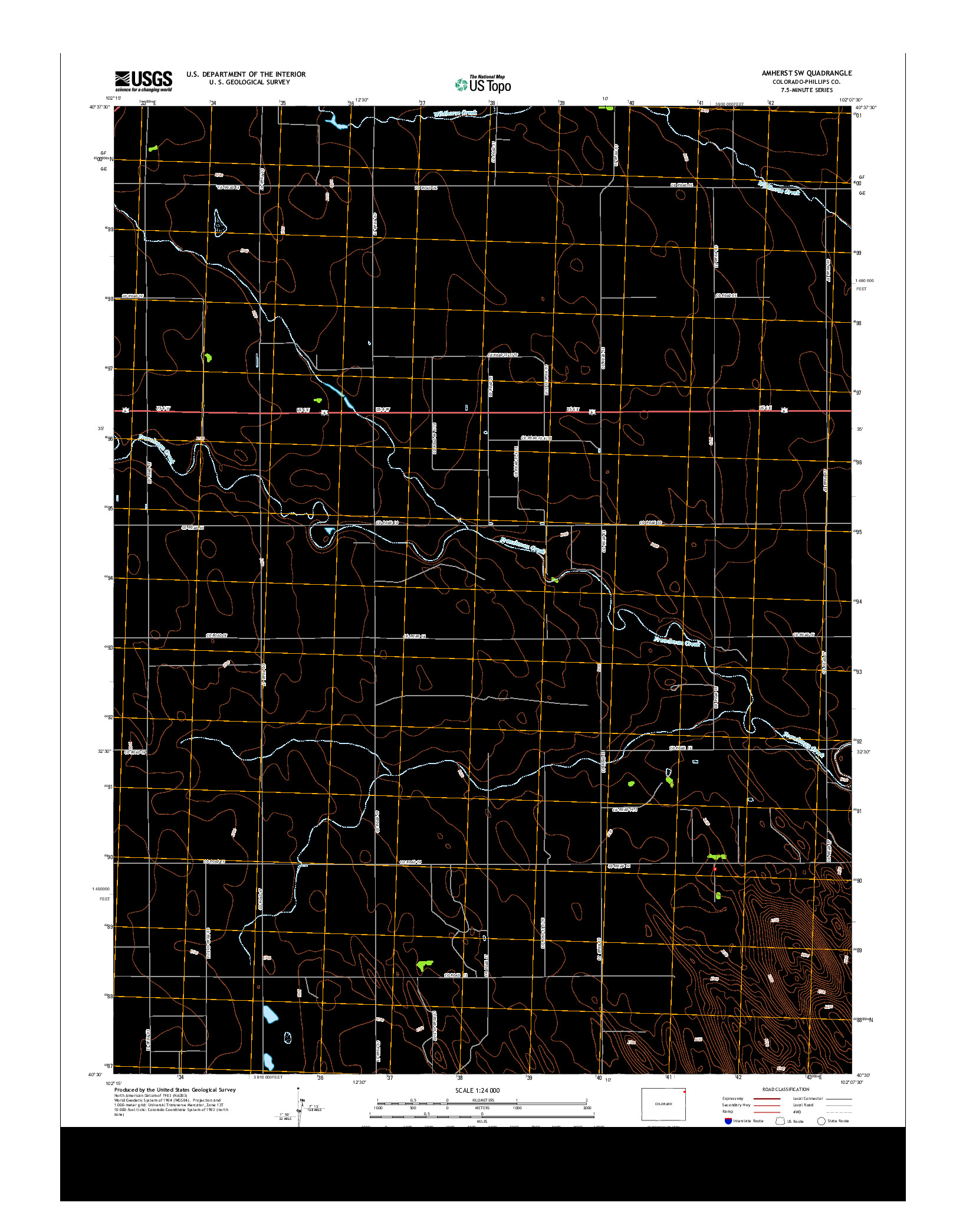 USGS US TOPO 7.5-MINUTE MAP FOR AMHERST SW, CO 2013