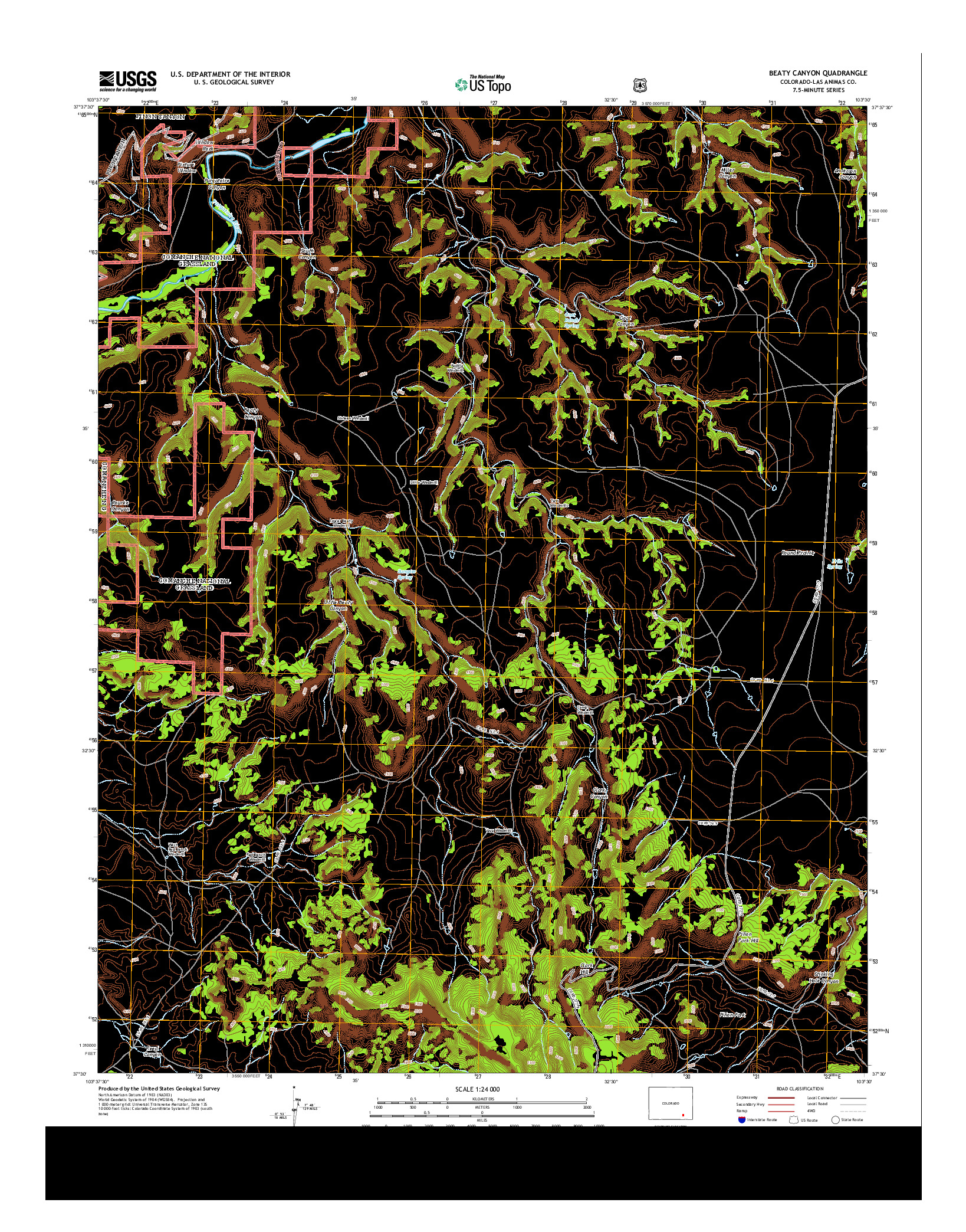 USGS US TOPO 7.5-MINUTE MAP FOR BEATY CANYON, CO 2013