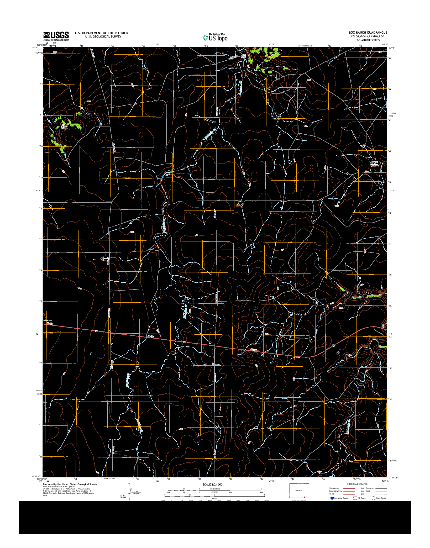 USGS US TOPO 7.5-MINUTE MAP FOR BOX RANCH, CO 2013